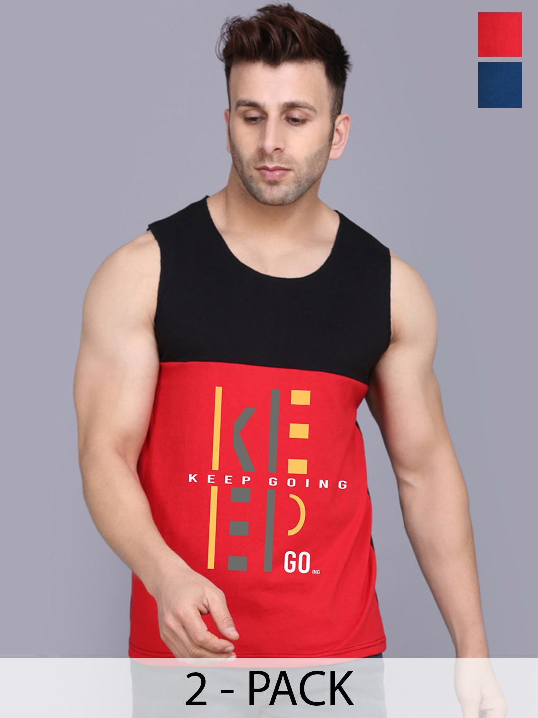 SLOWLORIS Pack Of 2 Printed Cotton Gym Vests- SL26 COMBO (LOUD BLKPCK) (KEEP BLACKRED), Black
SLOWLORIS Pack Of 2 Printed Cotton Gym Vests- SL26 COMBO (LOUD BLKPCK) (KEEP BLACKRED), Black
