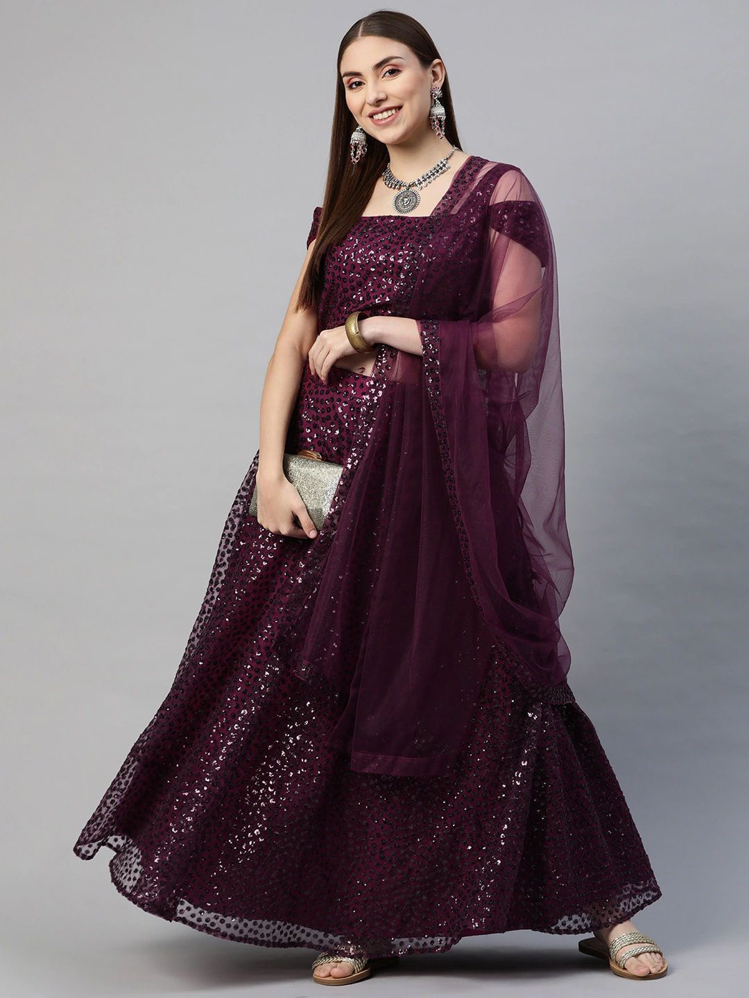 FABPIXEL Embroidered Sequinned Semi-Stitched Lehenga & Unstitched Blouse With Dupatta, Purple
FABPIXEL Embroidered Sequinned Semi-Stitched Lehenga & Unstitched Blouse With Dupatta, Purple