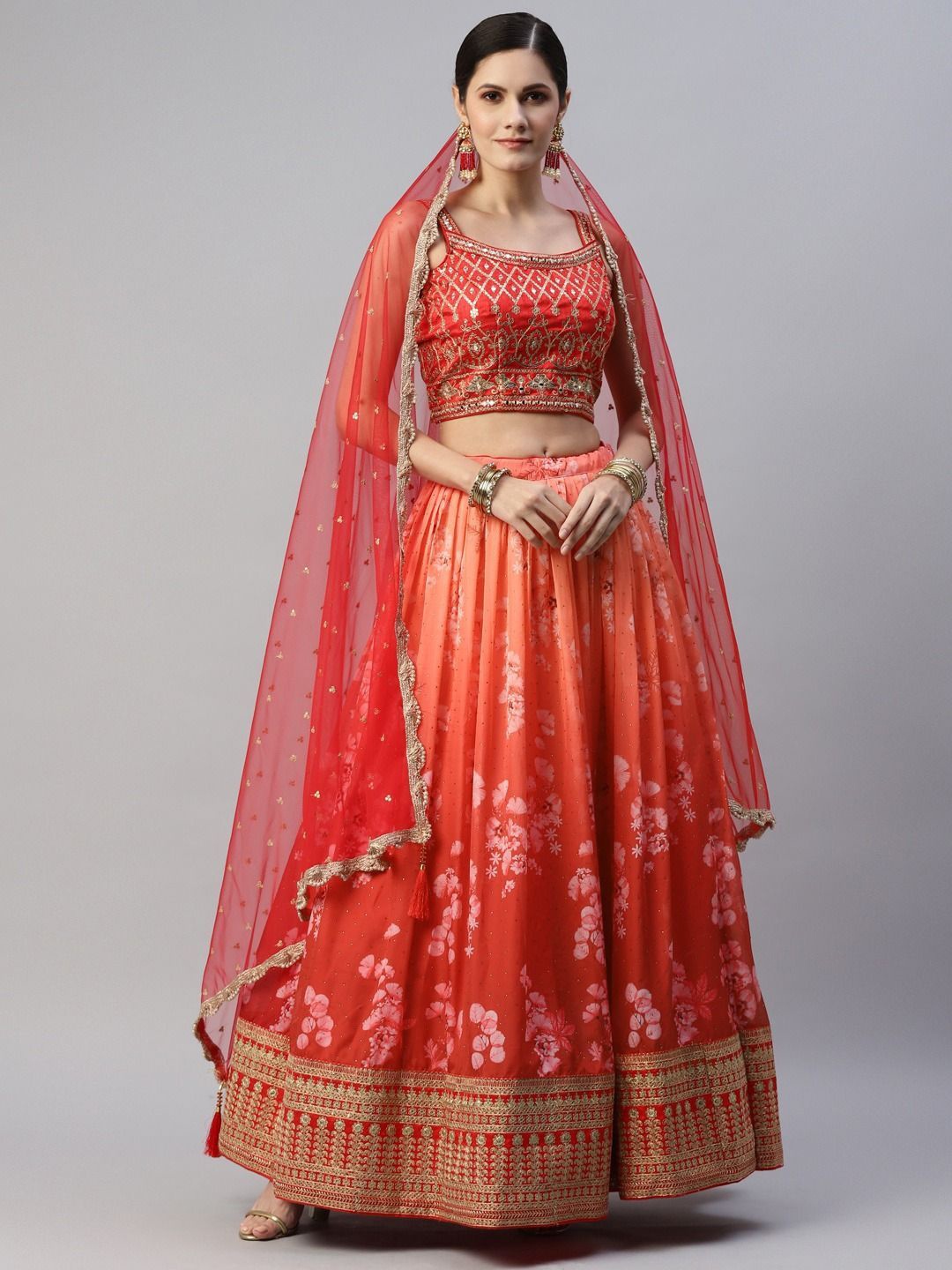 FABPIXEL Embroidered Sequinned Semi-Stitched Lehenga & Unstitched Blouse With Dupatta, Orange
FABPIXEL Embroidered Sequinned Semi-Stitched Lehenga & Unstitched Blouse With Dupatta, Orange