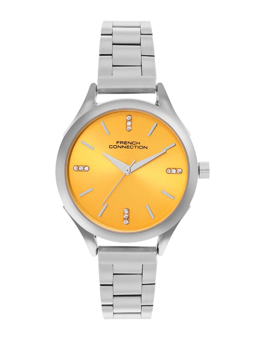 French Connection Women Embellished Dial & Stainless Steel Bracelet Style Straps Analogue Watch FCN099SM, Yellow
French Connection Women Embellished Dial & Stainless Steel Bracelet Style Straps Analogue Watch FCN099SM, Yellow