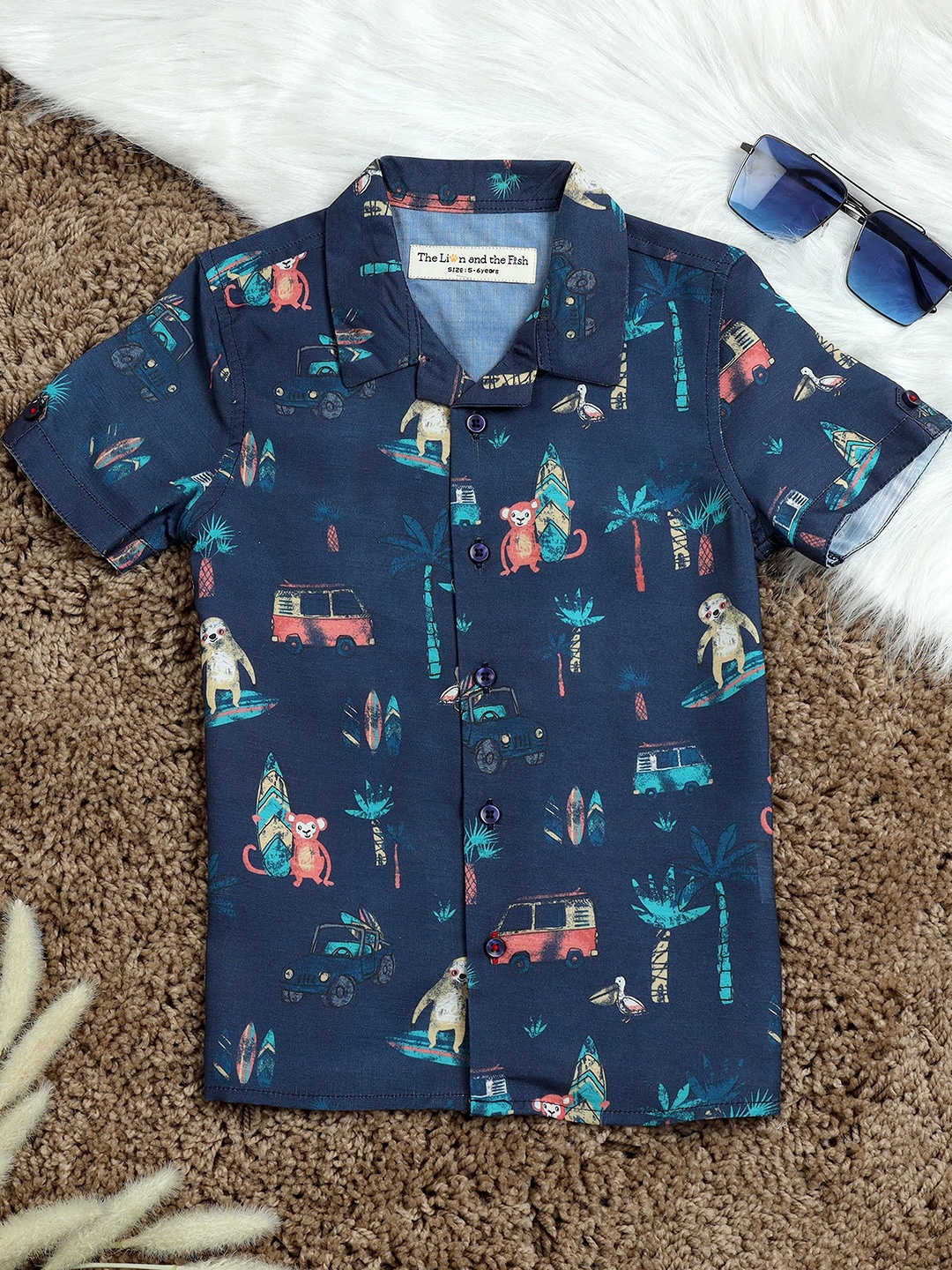 The Lion and The Fish Boys Comfort Conversational Printed Casual Shirt, Navy blue
The Lion and The Fish Boys Comfort Conversational Printed Casual Shirt, Navy blue
