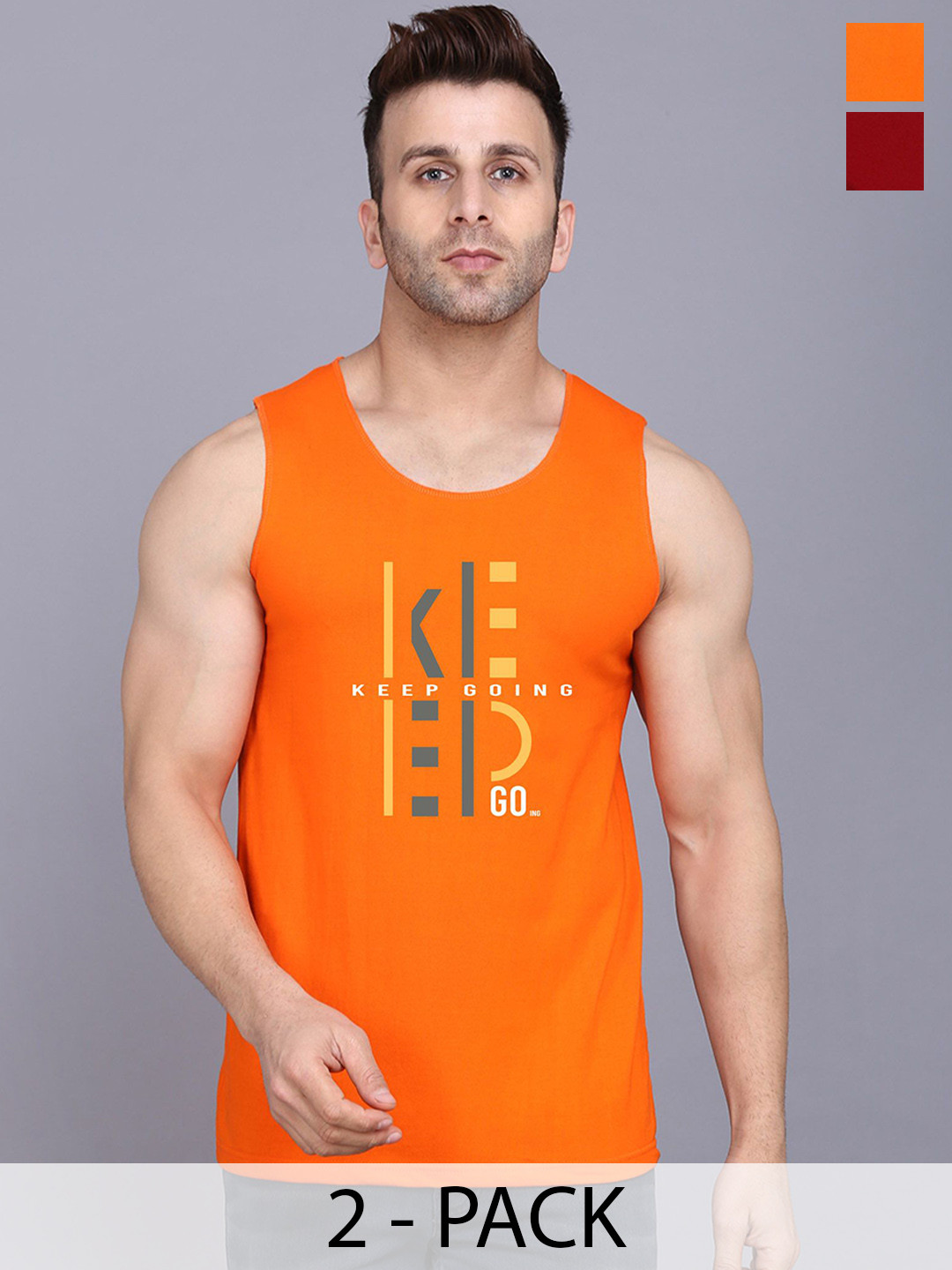 SLOWLORIS Pack Of 2 Printed Cotton Vests- SL26 COMBO (LOUD MAROON) (KEEP ORANGE)
SLOWLORIS Pack Of 2 Printed Cotton Vests- SL26 COMBO (LOUD MAROON) (KEEP ORANGE)