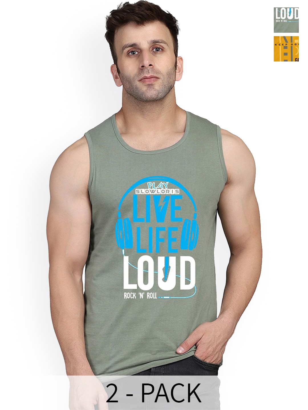 SLOWLORIS Pack Of 2 Printed Cotton Vests- SL26 COMBO (LOUD LGTGREEN) (KEEP MUSTARD), Yellow
SLOWLORIS Pack Of 2 Printed Cotton Vests- SL26 COMBO (LOUD LGTGREEN) (KEEP MUSTARD), Yellow
