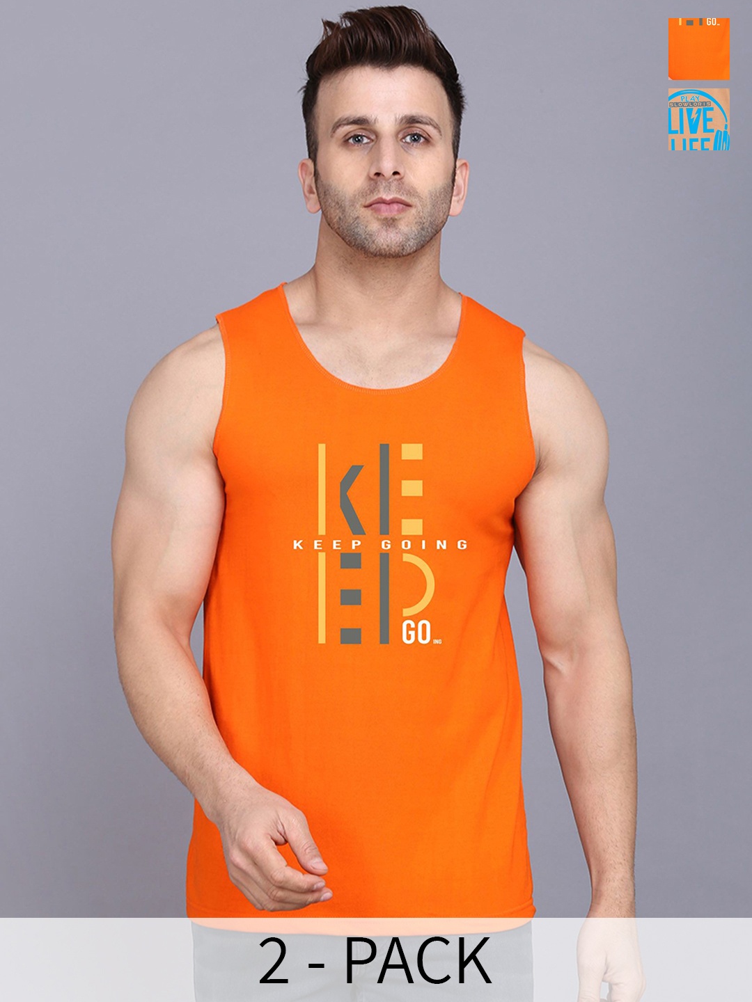 SLOWLORIS Pack Of 2 Printed Cotton Innerwear Vests- SL26 COMBO (LOUD BLKRST) (KEEP ORANGE)
SLOWLORIS Pack Of 2 Printed Cotton Innerwear Vests- SL26 COMBO (LOUD BLKRST) (KEEP ORANGE)