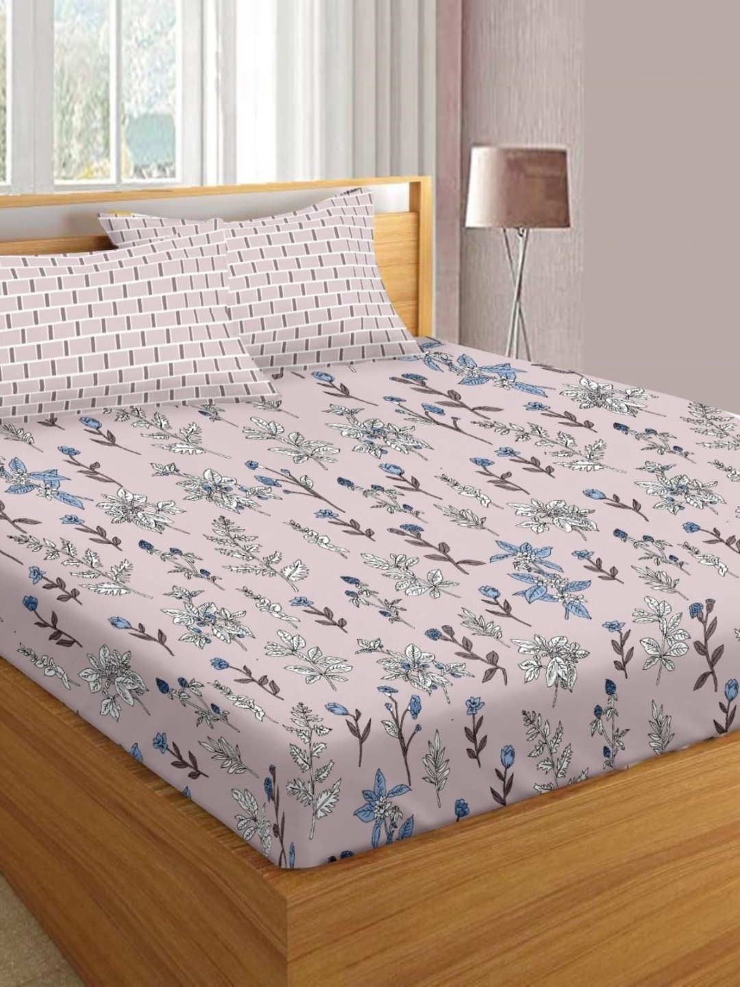 Trance Home Linen Mauve & Blue Floral Cotton 180 TC King Bedsheet with 2 Pillow Covers
Trance Home Linen Mauve & Blue Floral Cotton 180 TC King Bedsheet with 2 Pillow Covers