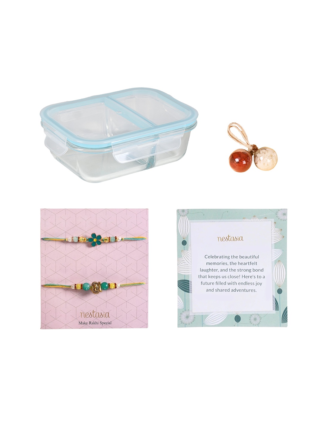 Nestasia Set Of 3 Floral Ganesha Thread Rakhis With Lunch Box & Roli Chawal, Blue
Nestasia Set Of 3 Floral Ganesha Thread Rakhis With Lunch Box & Roli Chawal, Blue