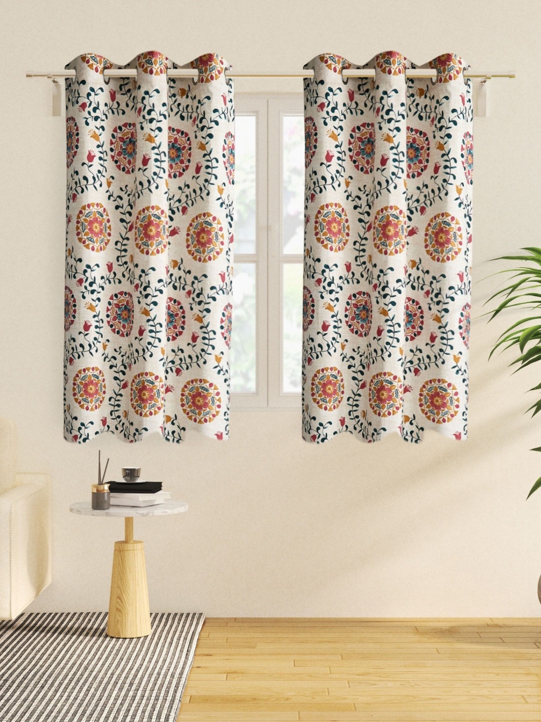 Home Centre Saddle Off White 2 Pieces Ethnic Motifs Light-Filtering Cotton Window Curtains
Home Centre Saddle Off White 2 Pieces Ethnic Motifs Light-Filtering Cotton Window Curtains