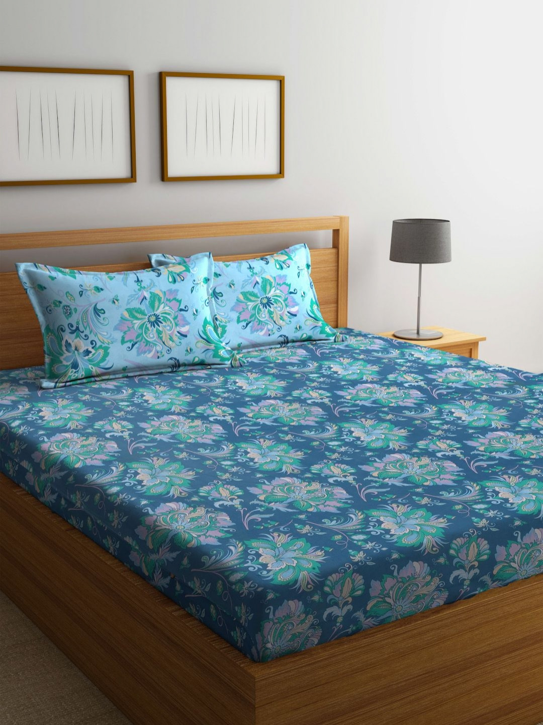 BOMBAY DYEING Blue & Green Printed 104 TC Pure Cotton Queen Bedsheet With 2 Pillow Covers
BOMBAY DYEING Blue & Green Printed 104 TC Pure Cotton Queen Bedsheet With 2 Pillow Covers