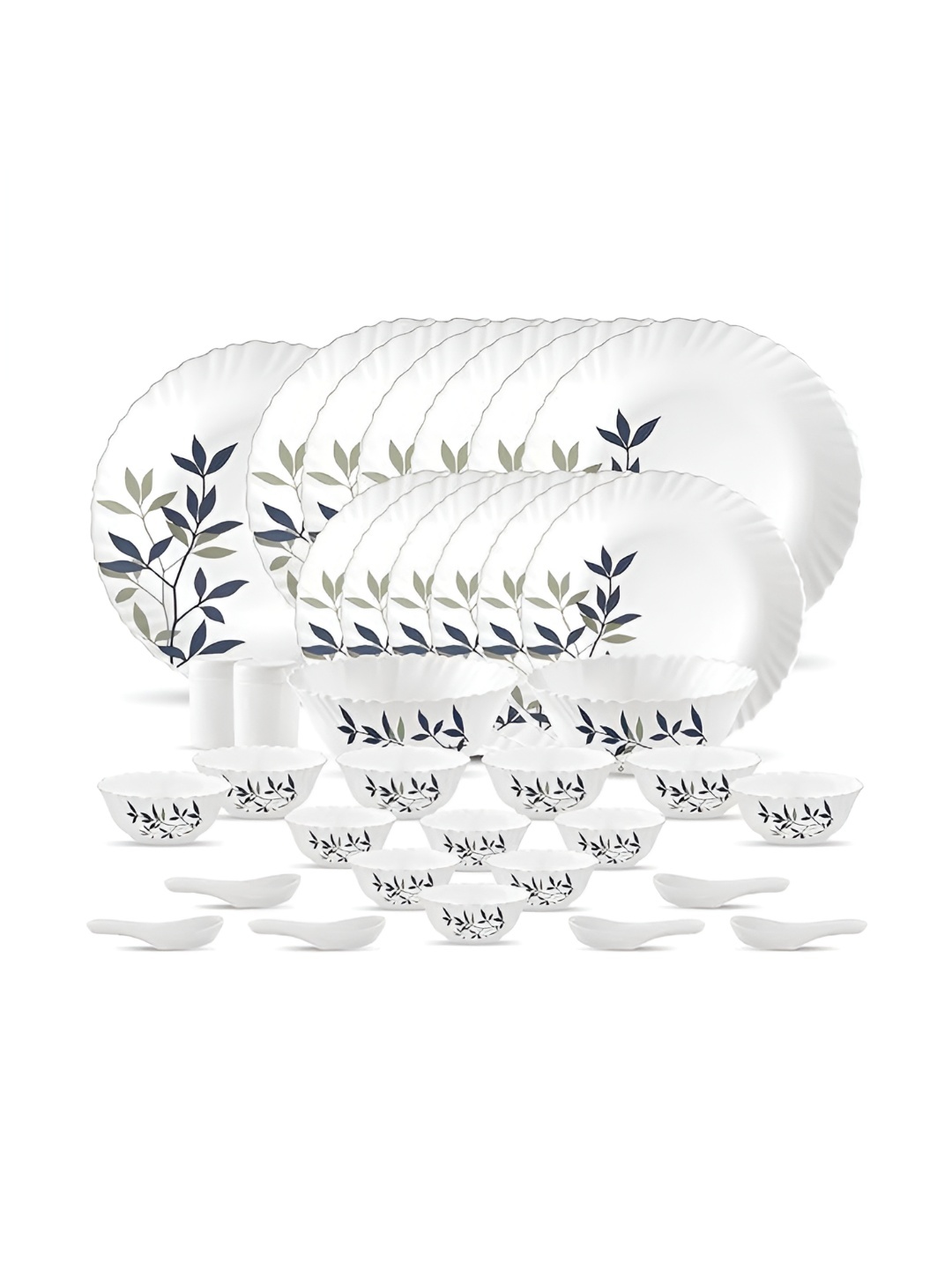 Laopala Novo Collection White & Navy Blue 35 Pieces Silken Charm Opalware Glass Dinner Set
Laopala Novo Collection White & Navy Blue 35 Pieces Silken Charm Opalware Glass Dinner Set