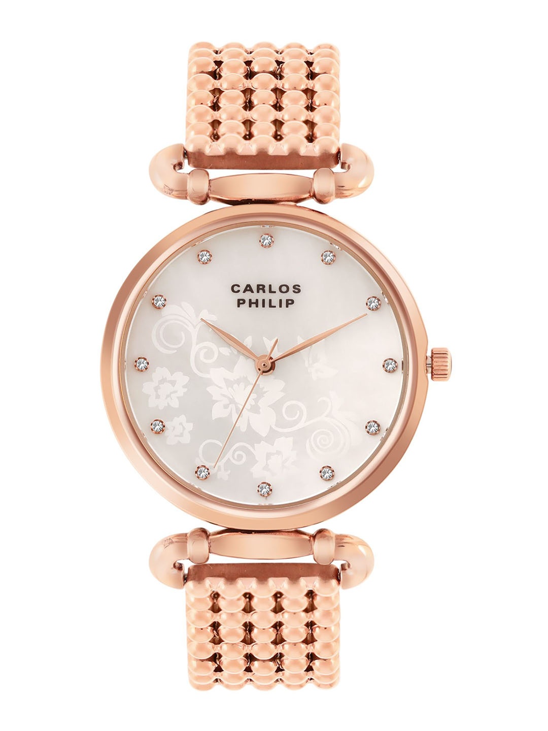 CARLOS PHILIP Women Brass Embellished Dial & Stainless Steel Bracelet Style Straps Analogue Watch 10989-1, Rose gold
CARLOS PHILIP Women Brass Embellished Dial & Stainless Steel Bracelet Style Straps Analogue Watch 10989-1, Rose gold