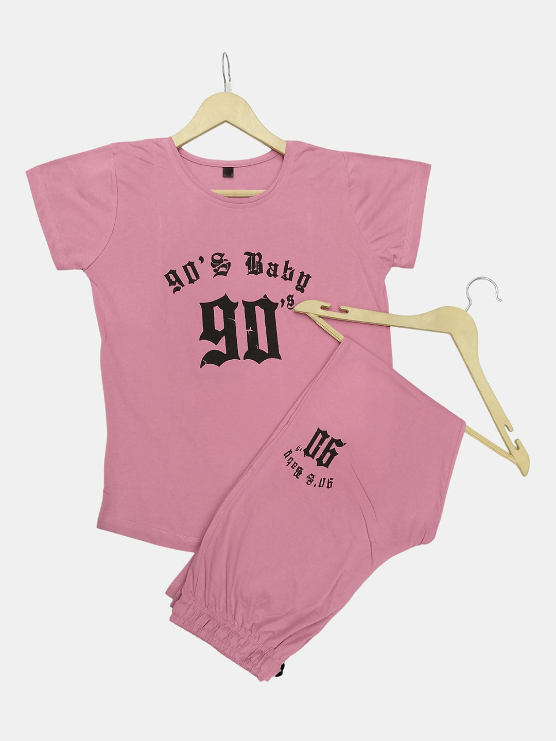 Fasense Printed Round Neck Cotton T-Shirt and Trousers, Pink 
Fasense Printed Round Neck Cotton T-Shirt and Trousers, Pink