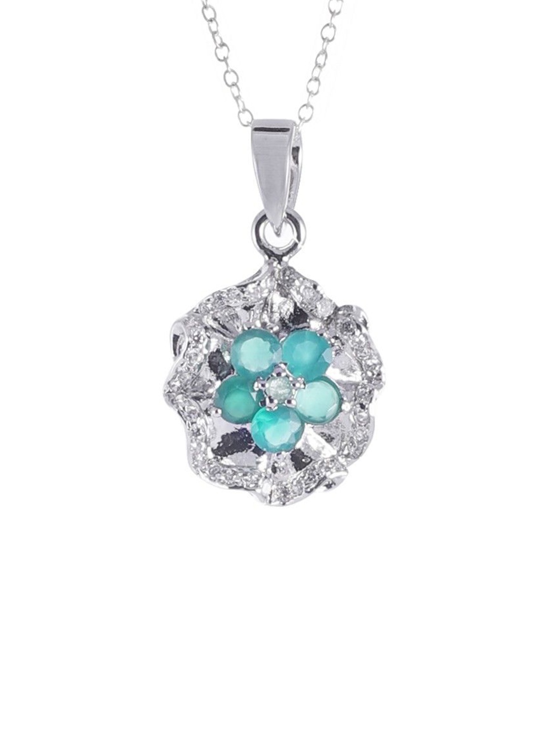 Exotic India Green Onyx Gemstones with Cubic Zirconia Sterling Silver Pendant
Exotic India Green Onyx Gemstones with Cubic Zirconia Sterling Silver Pendant