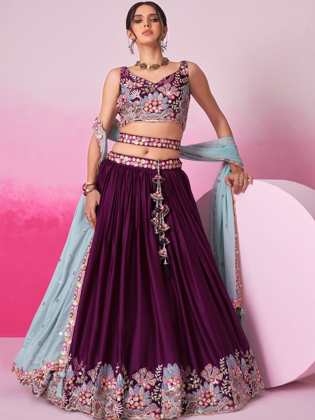 panchhi Embroidered Sequinned Semi-Stitched Lehenga & Unstitched Blouse With Dupatta, Burgundy
panchhi Embroidered Sequinned Semi-Stitched Lehenga & Unstitched Blouse With Dupatta, Burgundy