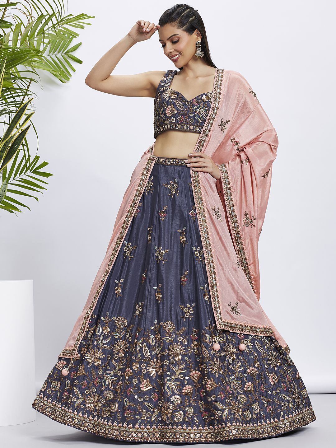 panchhi Embroidered Sequinned Semi-Stitched Lehenga & Unstitched Blouse With Dupatta, Violet
panchhi Embroidered Sequinned Semi-Stitched Lehenga & Unstitched Blouse With Dupatta, Violet
