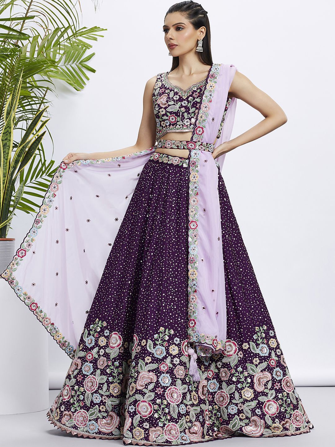 panchhi Embroidered Sequinned Semi-Stitched Lehenga & Unstitched Blouse With Dupatta, Purple
panchhi Embroidered Sequinned Semi-Stitched Lehenga & Unstitched Blouse With Dupatta, Purple