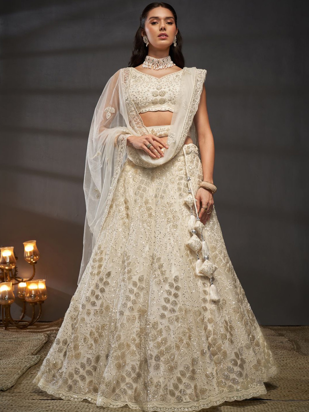 panchhi Embroidered Sequinned Net Semi Stitched Lehenga & Unstitched Blouse With Dupatta, Cream
panchhi Embroidered Sequinned Net Semi Stitched Lehenga & Unstitched Blouse With Dupatta, Cream