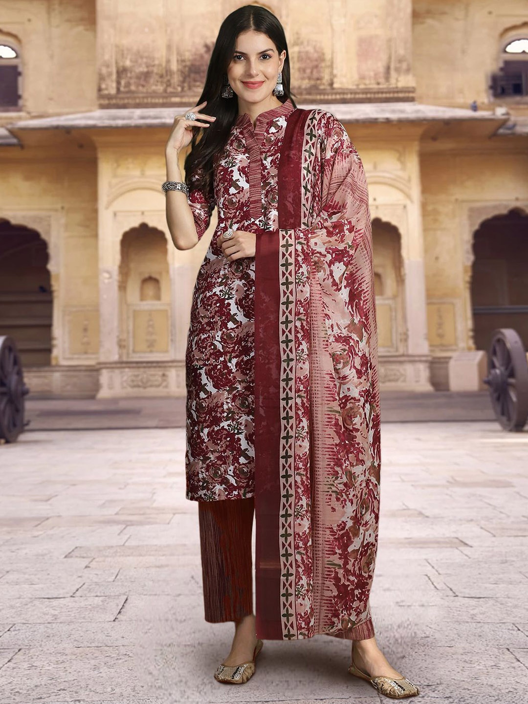 7Threads Floral Printed Regular Pure Cotton Straight Kurta With Trousers & Dupatta, Maroon
7Threads Floral Printed Regular Pure Cotton Straight Kurta With Trousers & Dupatta, Maroon