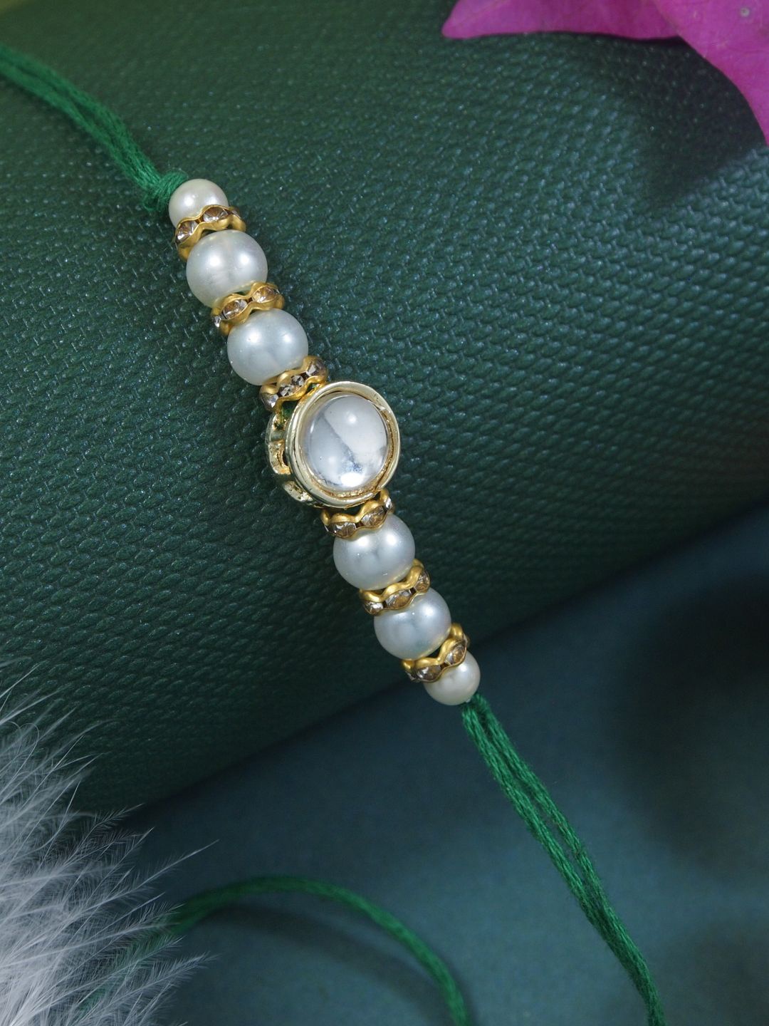 I Jewels Kundan Studded Pearl Beaded Thread Rakhi With Roli Chawal & Rakshabandhan Card, Green
I Jewels Kundan Studded Pearl Beaded Thread Rakhi With Roli Chawal & Rakshabandhan Card, Green
