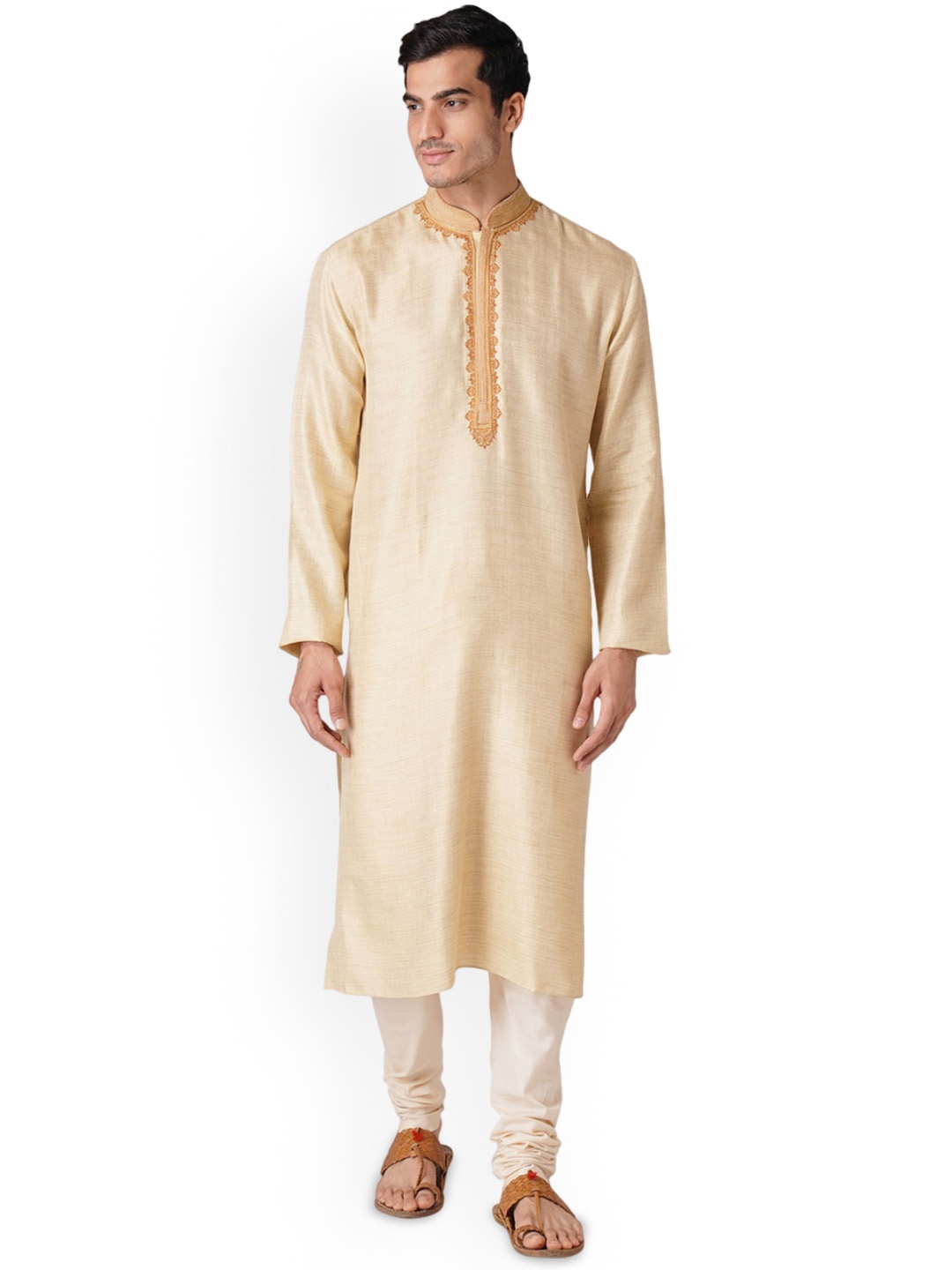 ZOIS Striped Woven Design Thread Work Mandarin Collar Pure Cotton Kurta with Churidar, Beige
ZOIS Striped Woven Design Thread Work Mandarin Collar Pure Cotton Kurta with Churidar, Beige