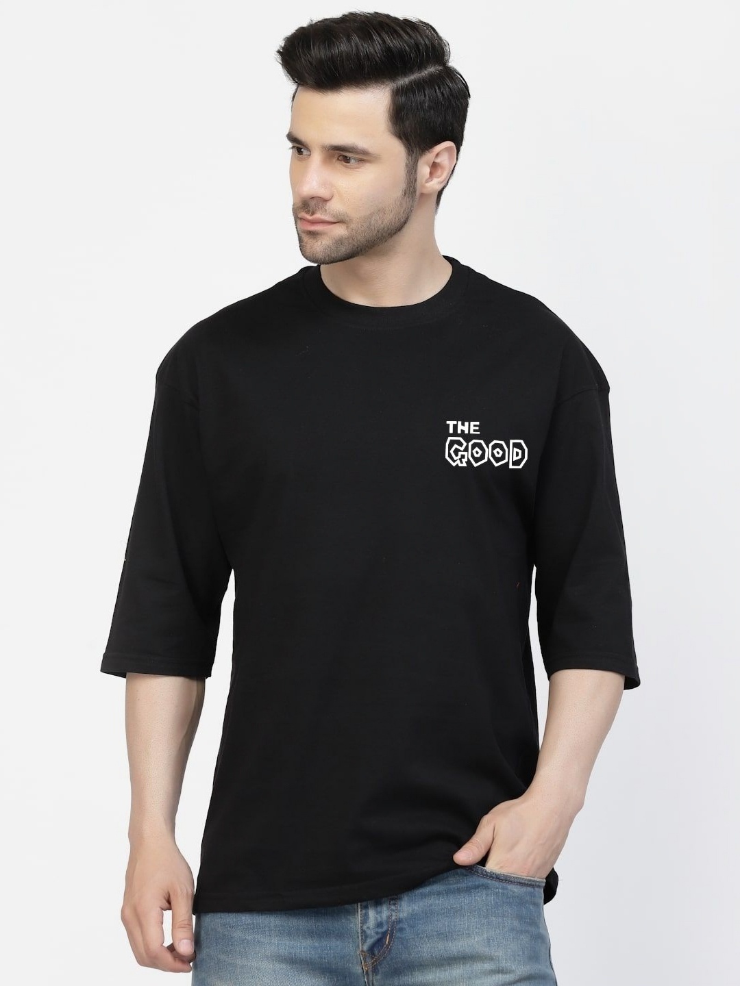 Gavin Paris Men Printed Hooded Drop-Shoulder Sleeves Bio Finish Applique T-shirt, Black
Gavin Paris Men Printed Hooded Drop-Shoulder Sleeves Bio Finish Applique T-shirt, Black