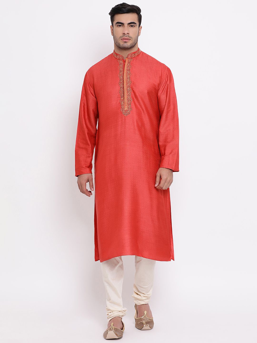 ZOIS Woven Design Thread Work Mandarin Collar Cotton Silk Regular Kurta with Churidar, Orange
ZOIS Woven Design Thread Work Mandarin Collar Cotton Silk Regular Kurta with Churidar, Orange