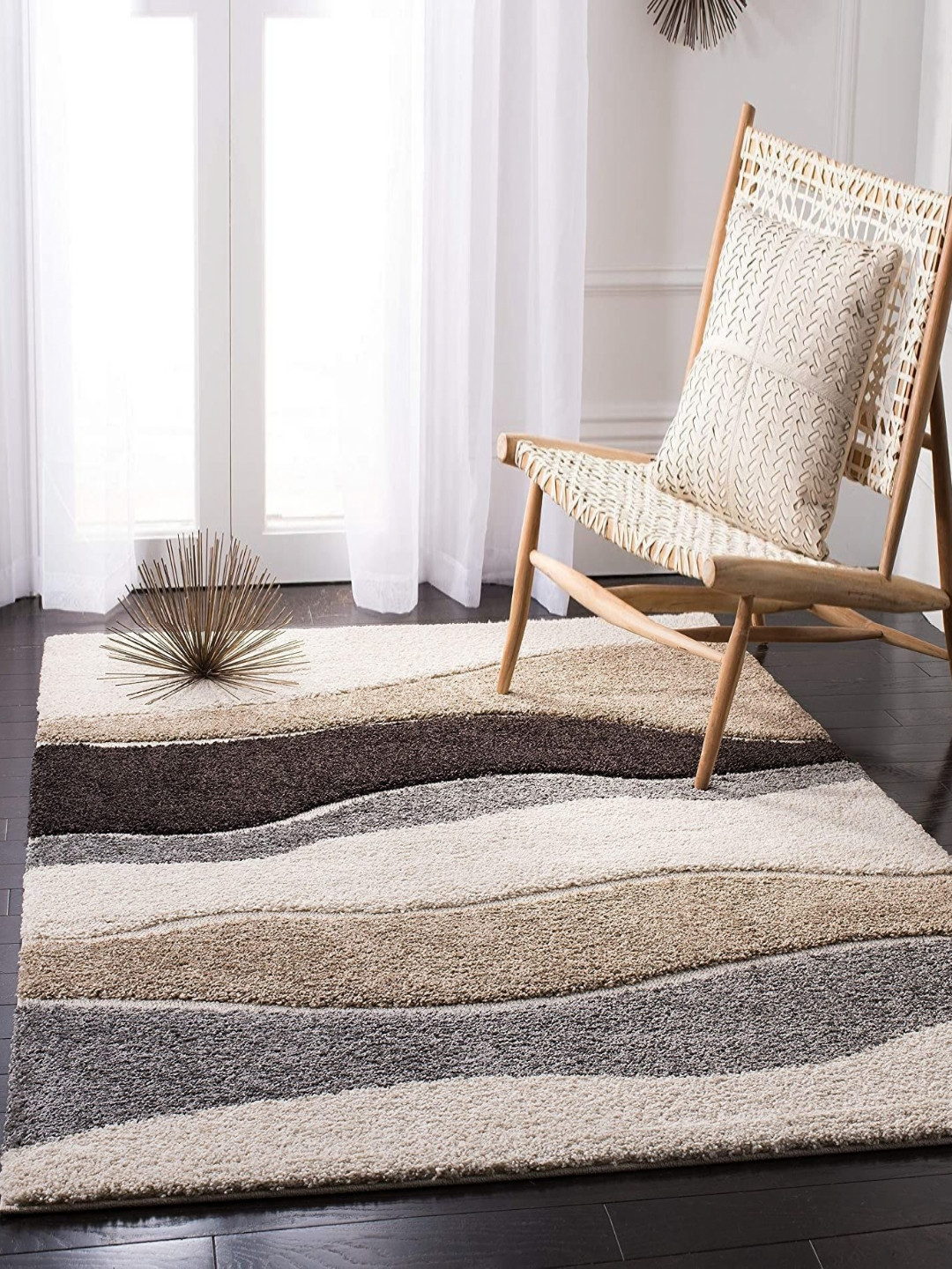 IMRA CARPET Coffee Brown & Grey Abstract Shaggy Carpet 
IMRA CARPET Coffee Brown & Grey Abstract Shaggy Carpet