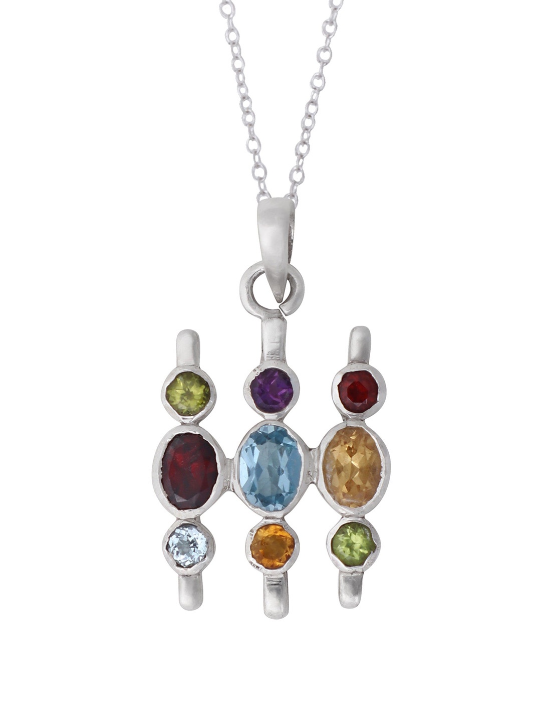 Exotic India Blue Topaz Garnet Yellow Topaz Peridot Amethyst Gemstone Silver Pendant
Exotic India Blue Topaz Garnet Yellow Topaz Peridot Amethyst Gemstone Silver Pendant