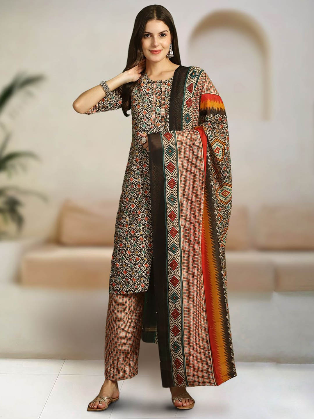 7Threads Floral Printed Regular Pure Cotton Straight Kurta With Trousers & Dupatta, Blue
7Threads Floral Printed Regular Pure Cotton Straight Kurta With Trousers & Dupatta, Blue