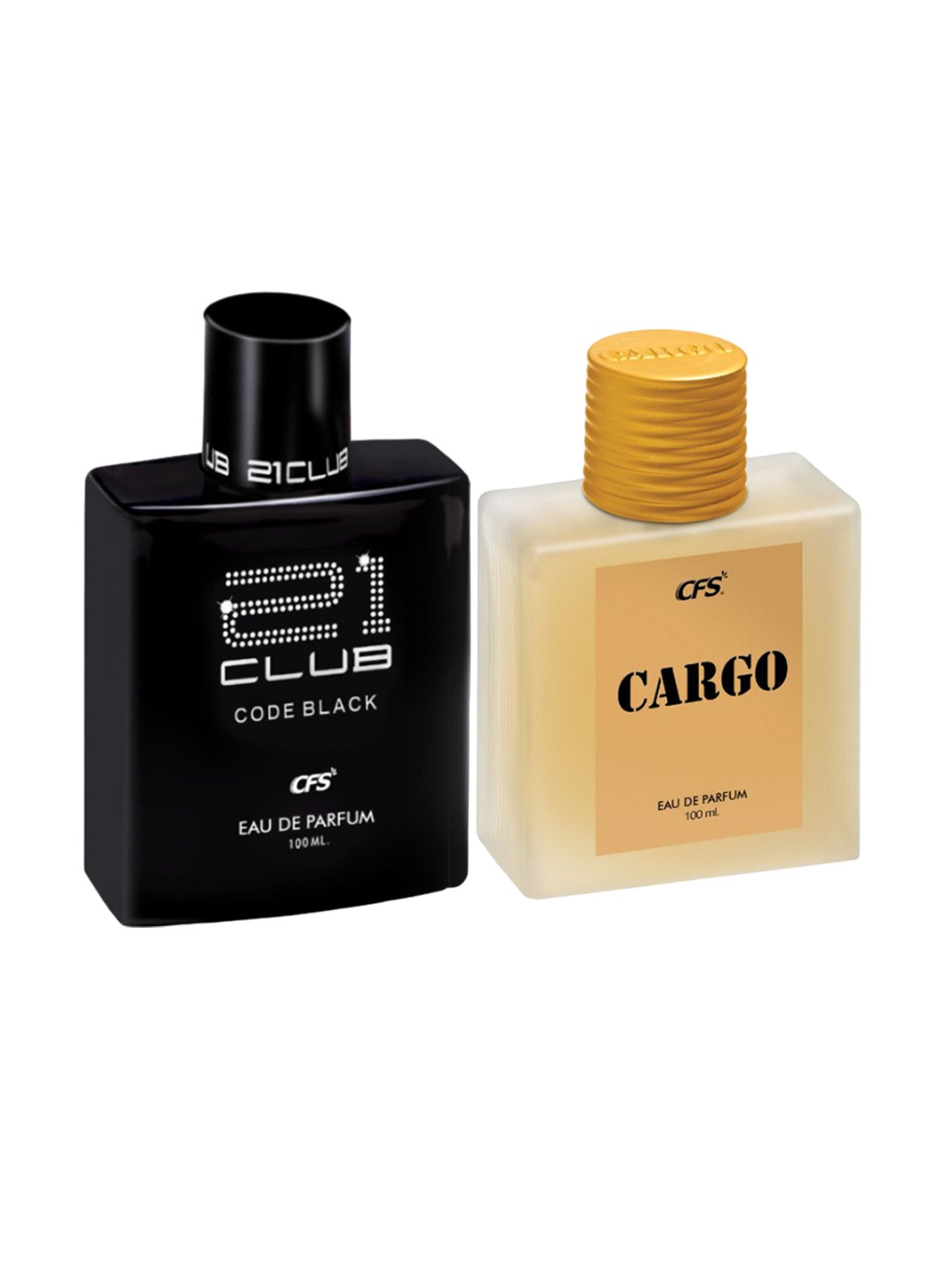 CFS Set of Code Black 21 Club & Cargo Khakhi Long lasting Eau De Parfum - 100 ml each
CFS Set of Code Black 21 Club & Cargo Khakhi Long lasting Eau De Parfum - 100 ml each