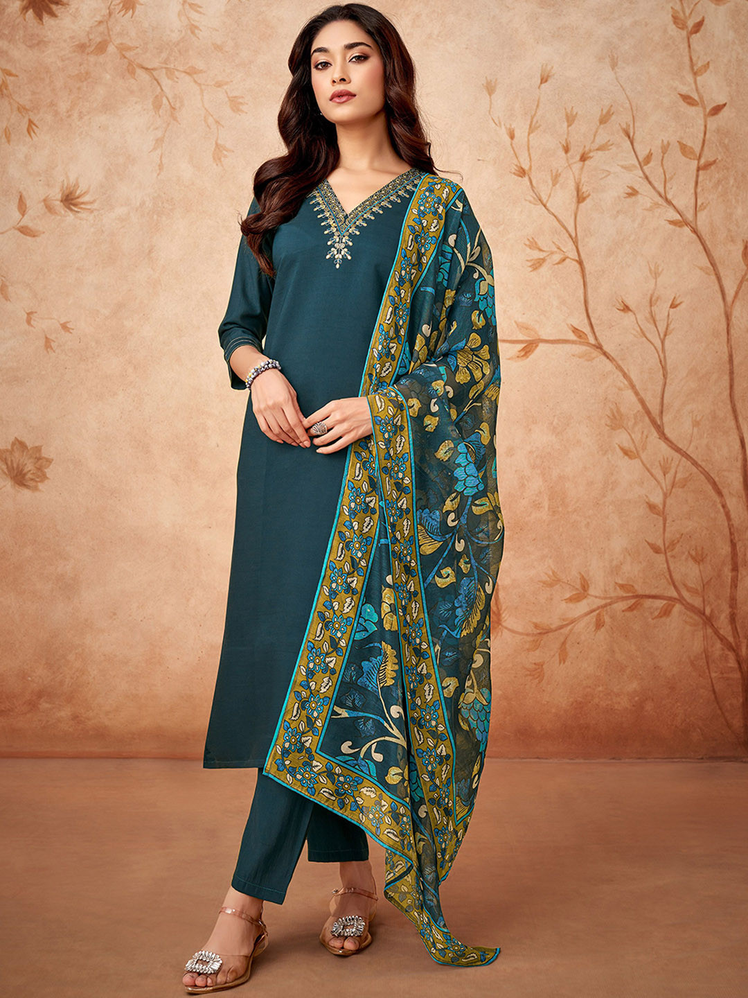 KALINI Embroidered Regular Thread Work Straight Kurta with Trousers & With Dupatta, Turquoise blue
KALINI Embroidered Regular Thread Work Straight Kurta with Trousers & With Dupatta, Turquoise blue