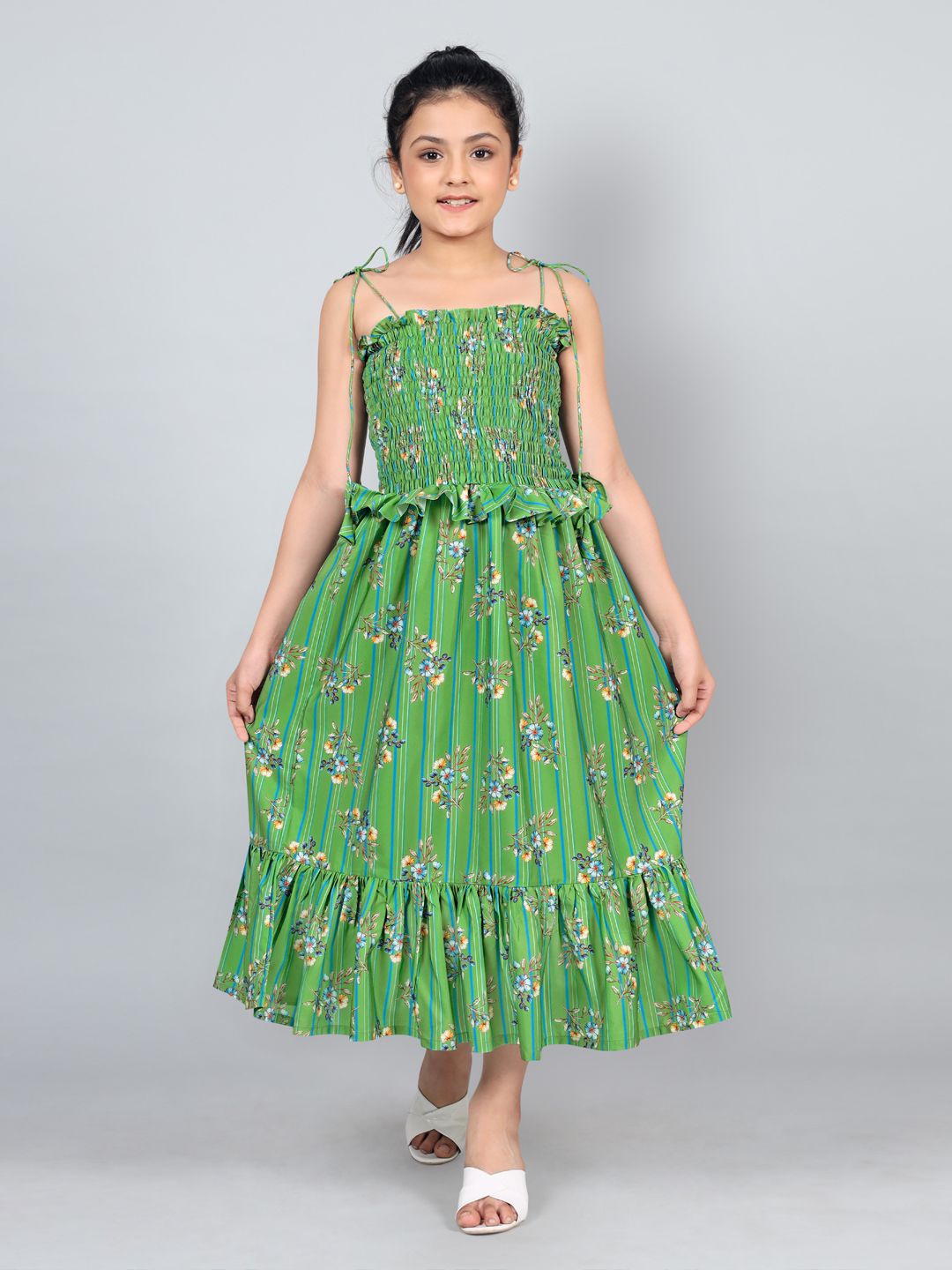 BAESD Girls Floral Printed Shoulder Straps Crepe Fit and Flare Midi Dress, Green
BAESD Girls Floral Printed Shoulder Straps Crepe Fit and Flare Midi Dress, Green