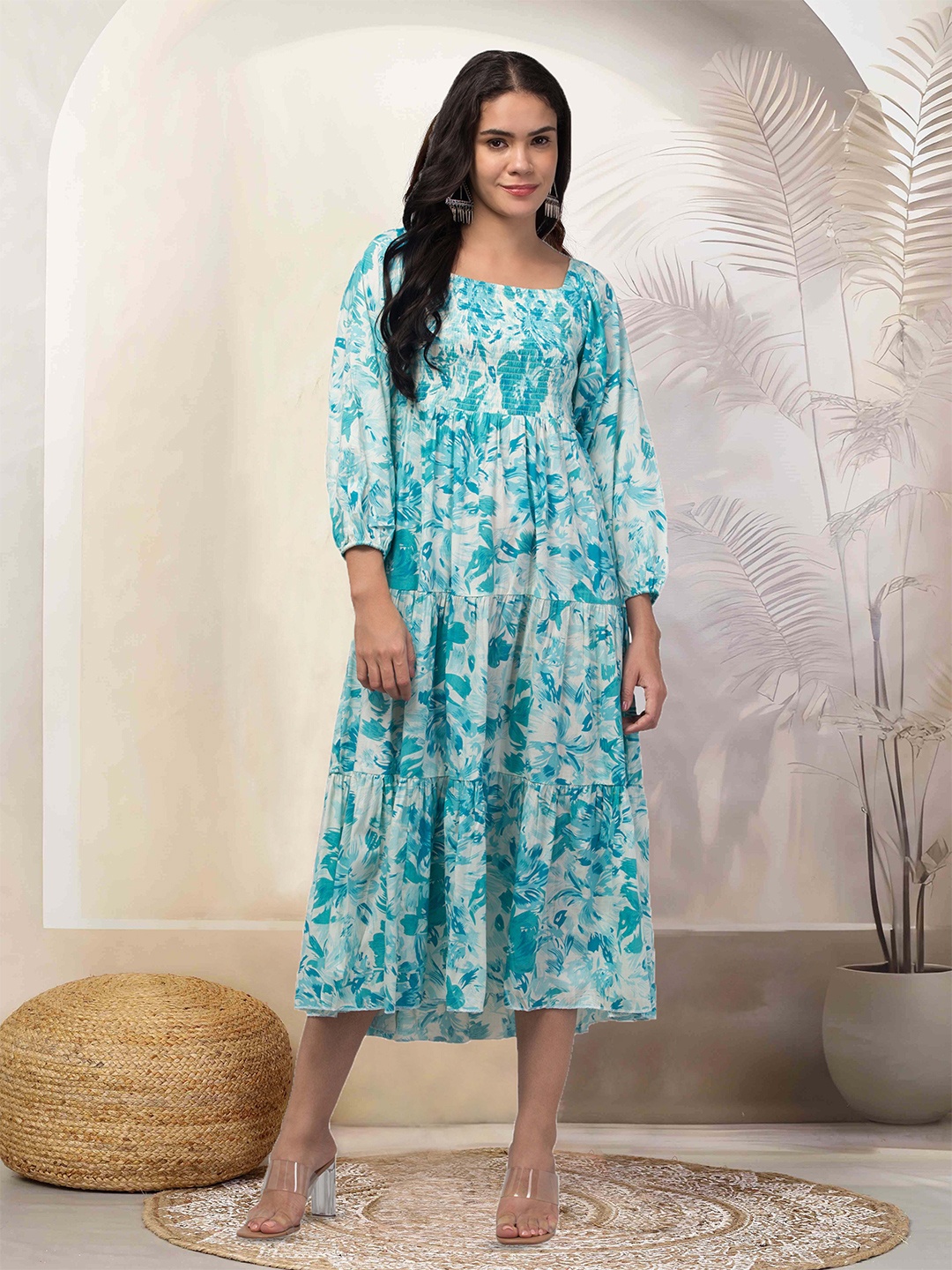 Clora Creation Women Floral Printed Square Neck Puff Sleeves Midi Fit & Flare Dress, Sea green
Clora Creation Women Floral Printed Square Neck Puff Sleeves Midi Fit & Flare Dress, Sea green