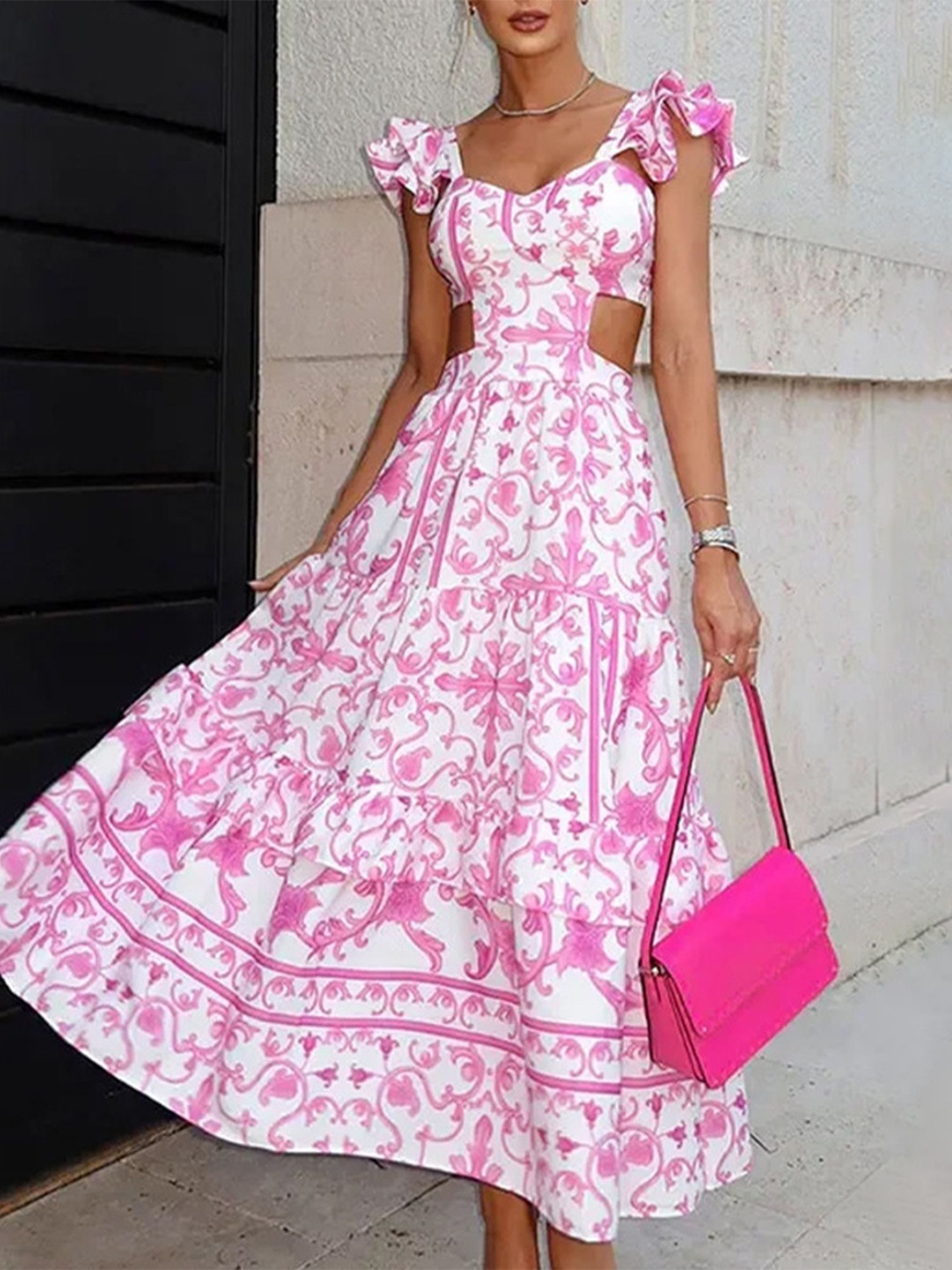 LULU & SKY Floral Printed Flutter Sleeve Cut-Outs Detail Fit and Flare Maxi Dress, Multi
LULU & SKY Floral Printed Flutter Sleeve Cut-Outs Detail Fit and Flare Maxi Dress, Multi