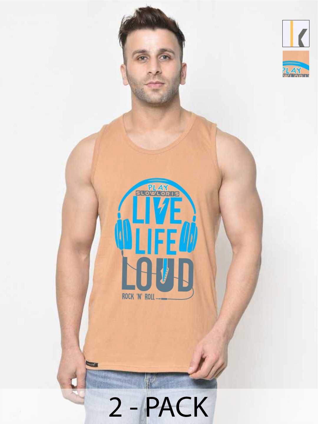 SLOWLORIS Men Pack Of 2 Typography Printed Round Neck Cotton Slim Fit T-Shirts, Beige
SLOWLORIS Men Pack Of 2 Typography Printed Round Neck Cotton Slim Fit T-Shirts, Beige