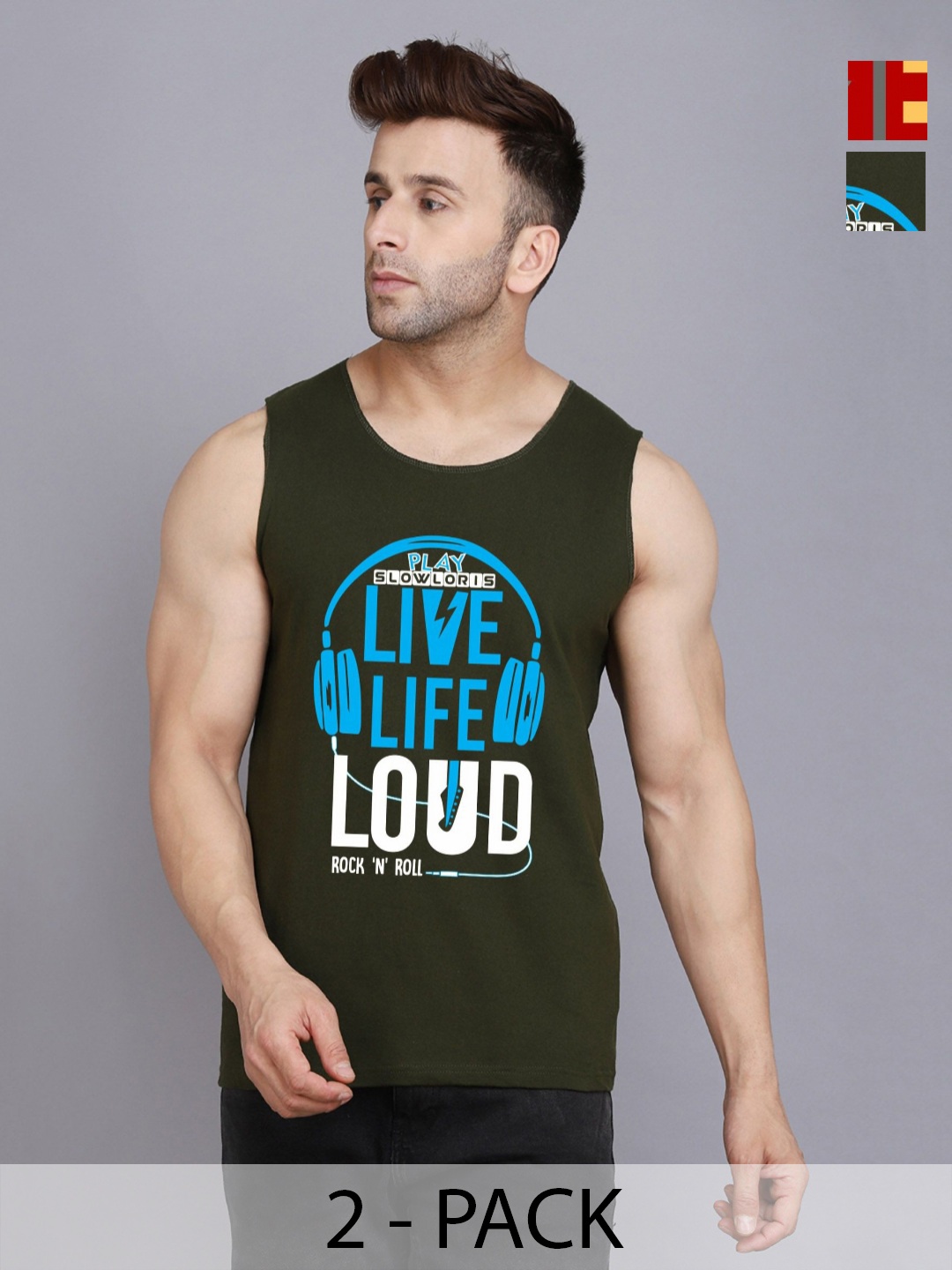 SLOWLORIS Men Pack Of 2 Typography Printed Round Neck Cotton Slim Fit T-Shirts, Olive
SLOWLORIS Men Pack Of 2 Typography Printed Round Neck Cotton Slim Fit T-Shirts, Olive