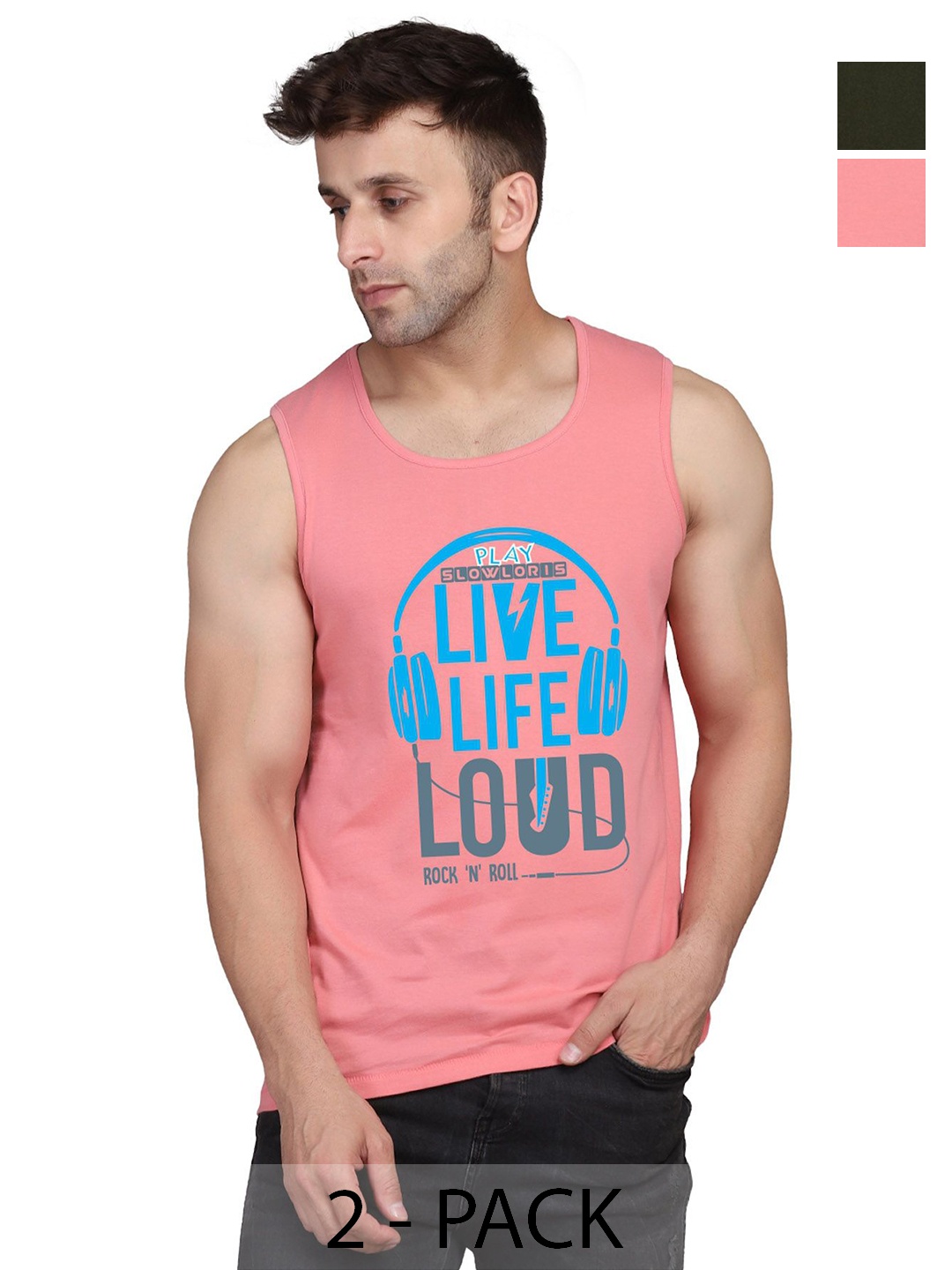 SLOWLORIS Men Pack Of 2 Typography Printed Round Neck Cotton Slim Fit T-Shirts, Peach
SLOWLORIS Men Pack Of 2 Typography Printed Round Neck Cotton Slim Fit T-Shirts, Peach