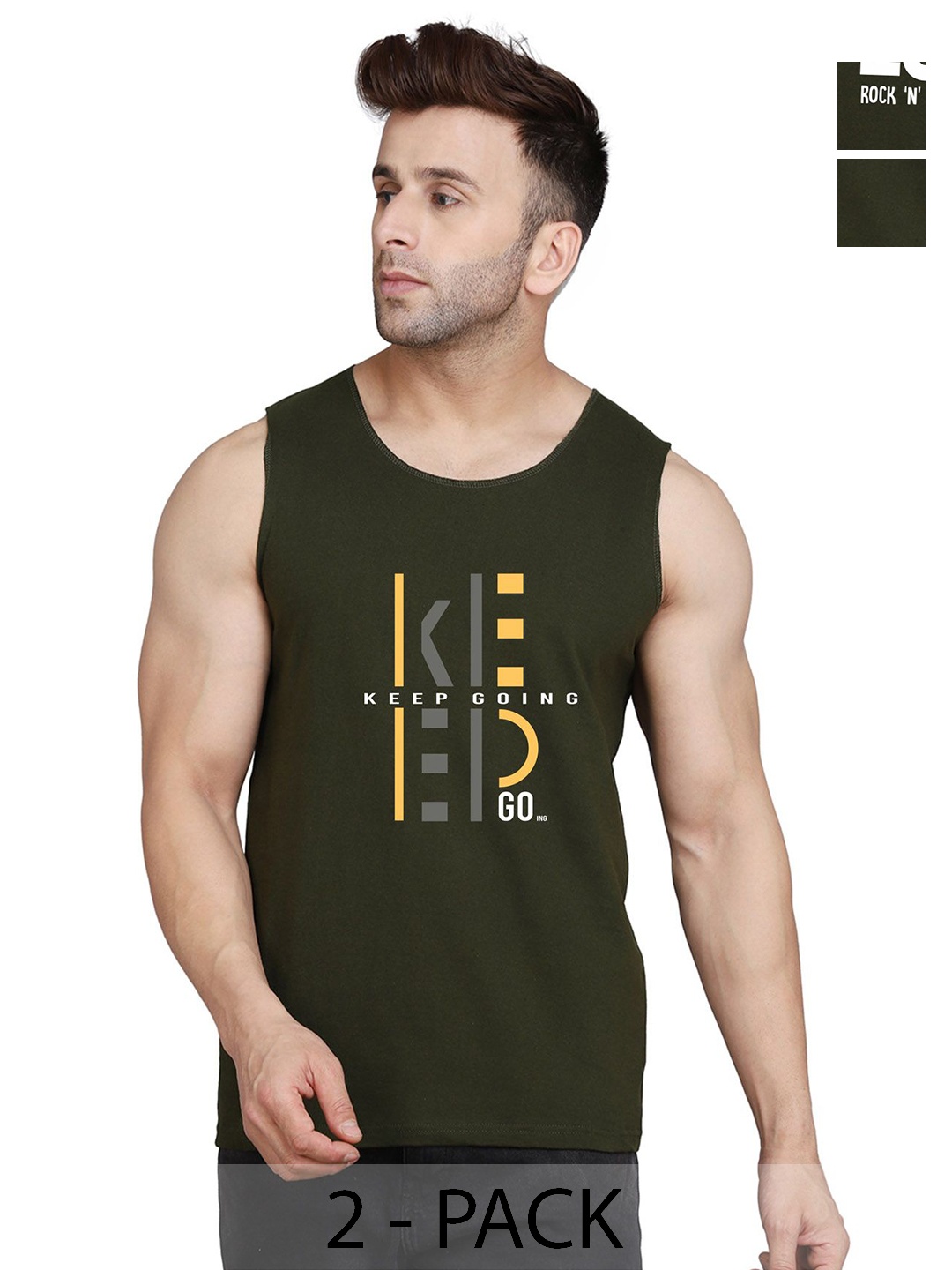 SLOWLORIS Men Pack Of 2 Typography Printed Round Neck Cotton Slim Fit T-Shirts, Olive
SLOWLORIS Men Pack Of 2 Typography Printed Round Neck Cotton Slim Fit T-Shirts, Olive