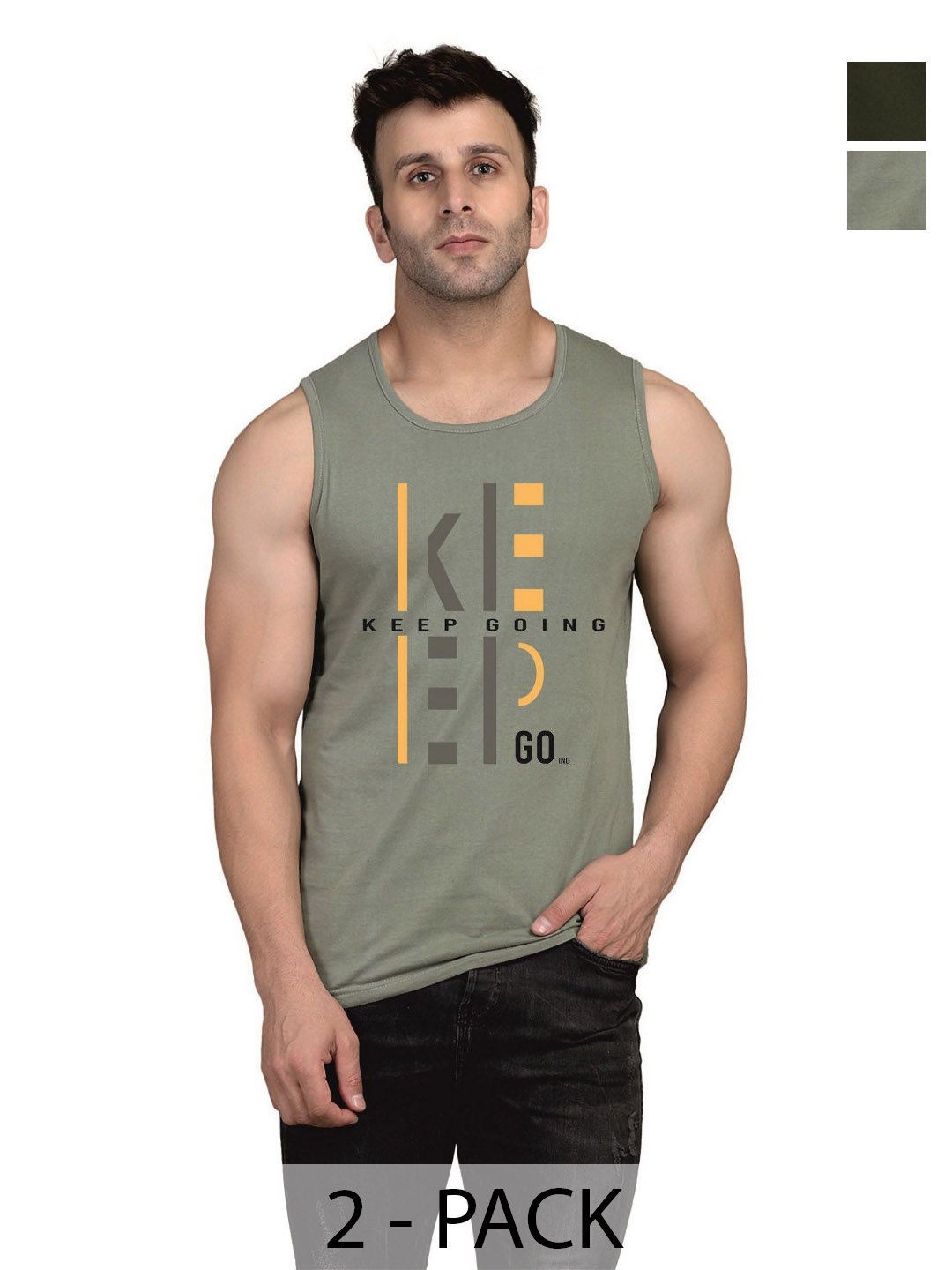 SLOWLORIS Men Pack Of 2 Typography Printed Round Neck Cotton Slim Fit T-Shirts, Olive
SLOWLORIS Men Pack Of 2 Typography Printed Round Neck Cotton Slim Fit T-Shirts, Olive