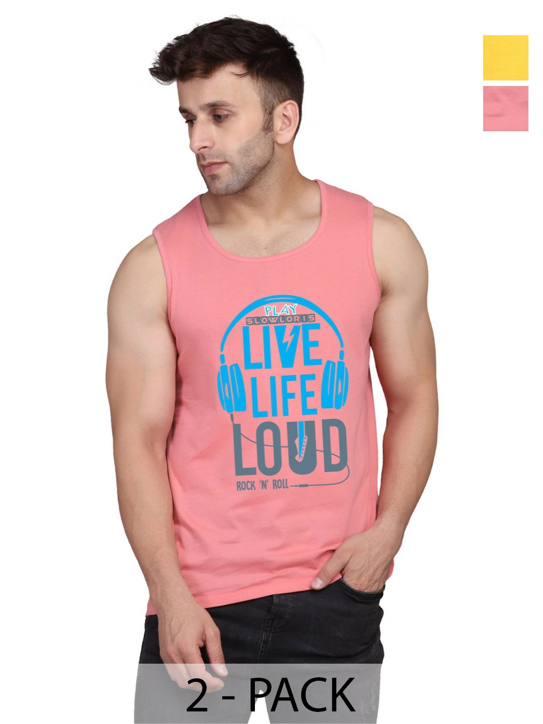 SLOWLORIS Men Pack Of 2 Typography Printed Round Neck Cotton Slim Fit T-Shirts, Peach
SLOWLORIS Men Pack Of 2 Typography Printed Round Neck Cotton Slim Fit T-Shirts, Peach