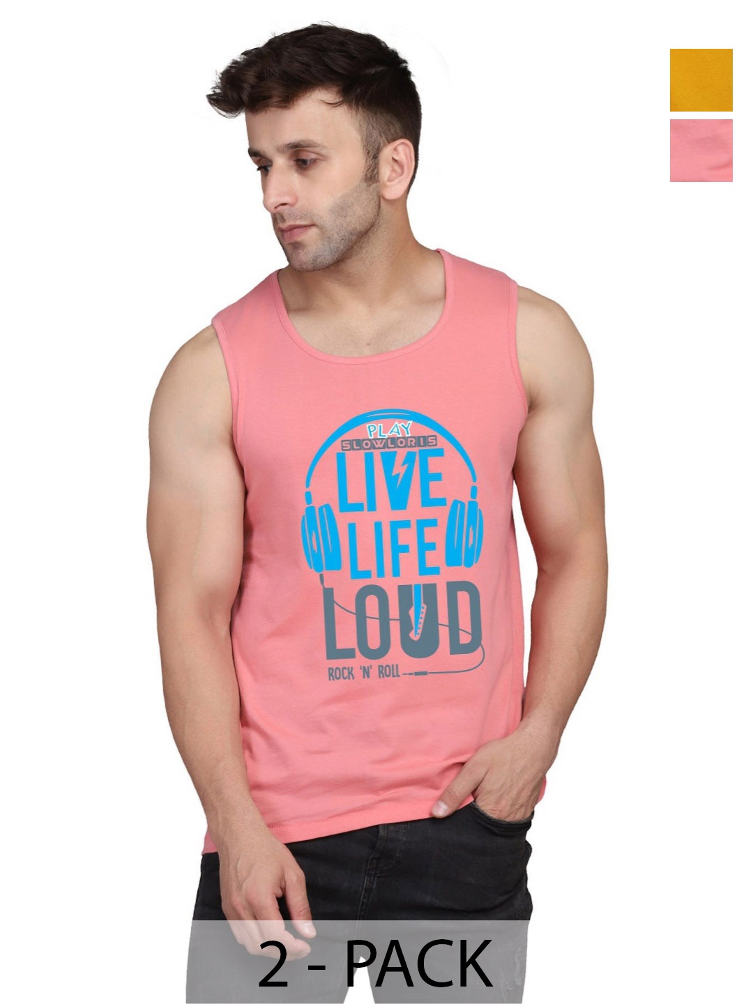 SLOWLORIS Men Pack Of 2 Typography Printed Round Neck Cotton Slim Fit T-Shirts, Peach
SLOWLORIS Men Pack Of 2 Typography Printed Round Neck Cotton Slim Fit T-Shirts, Peach