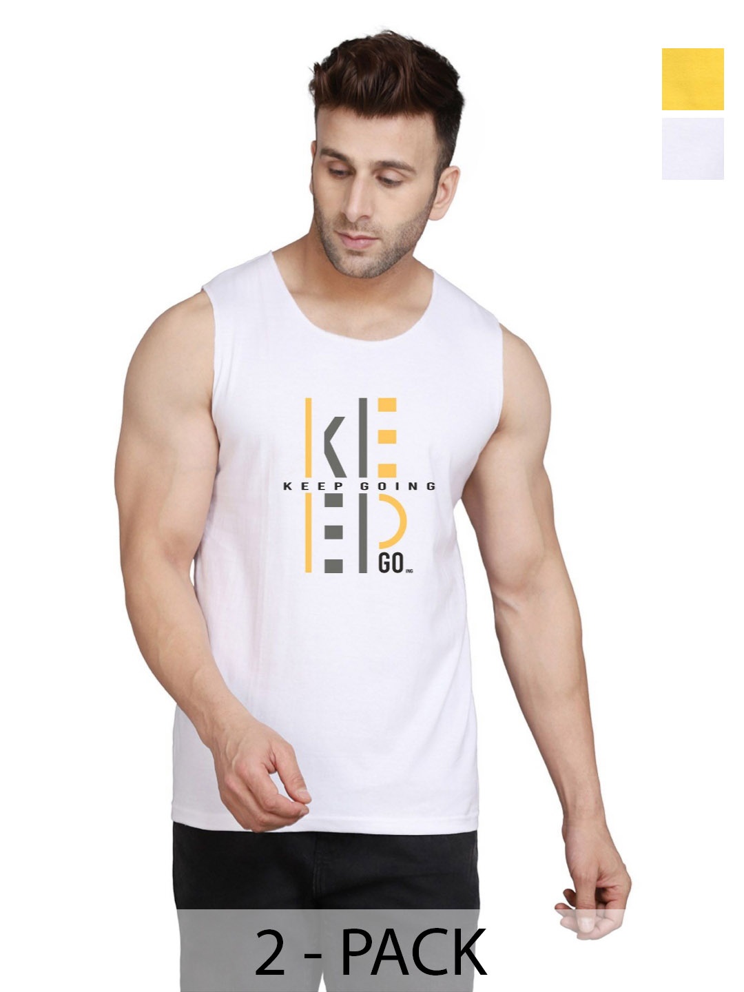 SLOWLORIS Men Pack Of 2 Typography Printed Round Neck Cotton Slim Fit T-Shirts, Yellow
SLOWLORIS Men Pack Of 2 Typography Printed Round Neck Cotton Slim Fit T-Shirts, Yellow