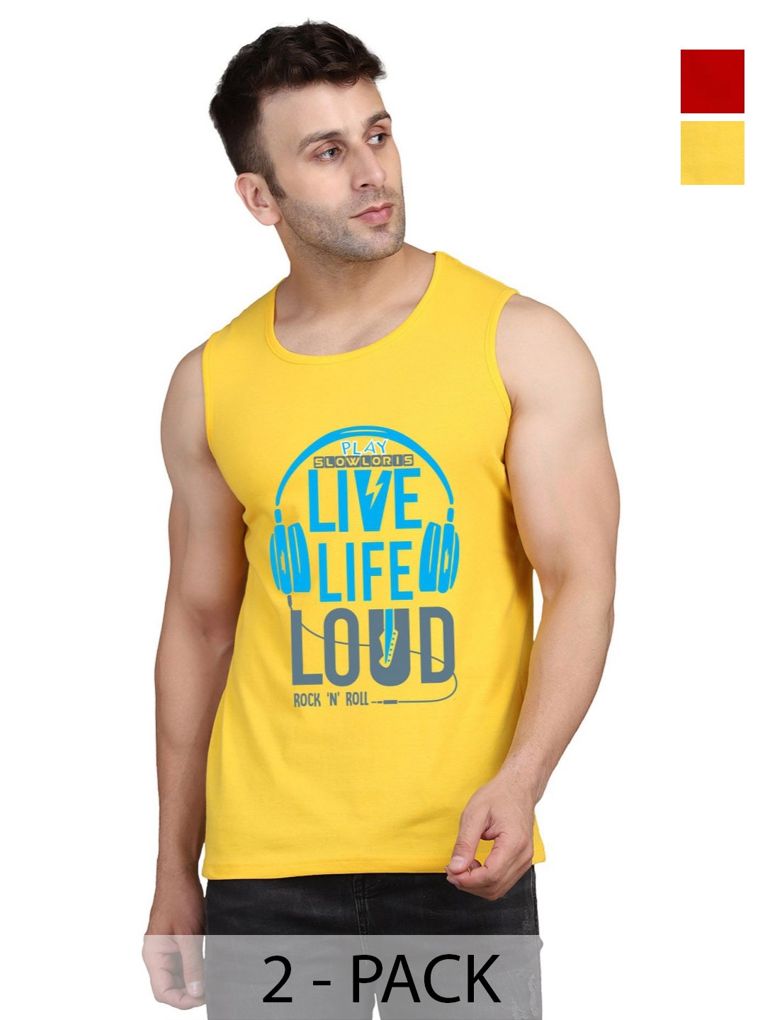 SLOWLORIS Men Pack Of 2 Typography Printed Round Neck Cotton Slim Fit T-Shirts, Yellow
SLOWLORIS Men Pack Of 2 Typography Printed Round Neck Cotton Slim Fit T-Shirts, Yellow