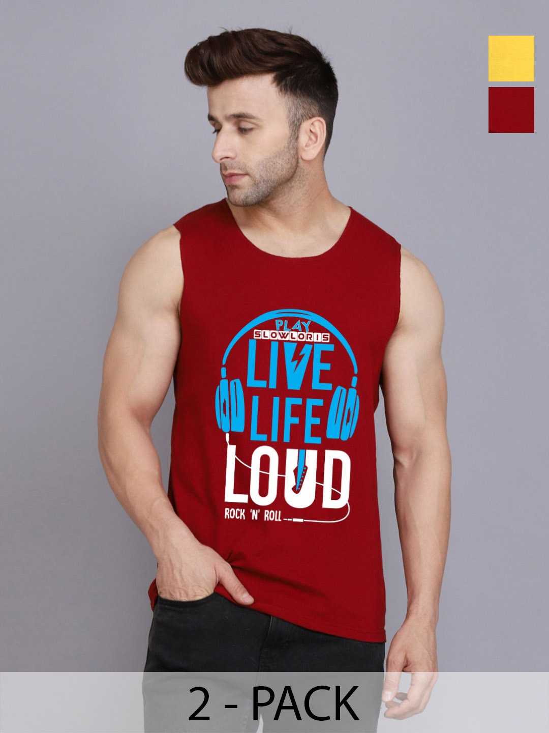 SLOWLORIS Men Pack Of 2 Typography Printed Round Neck Cotton Slim Fit T-Shirts, Maroon
SLOWLORIS Men Pack Of 2 Typography Printed Round Neck Cotton Slim Fit T-Shirts, Maroon