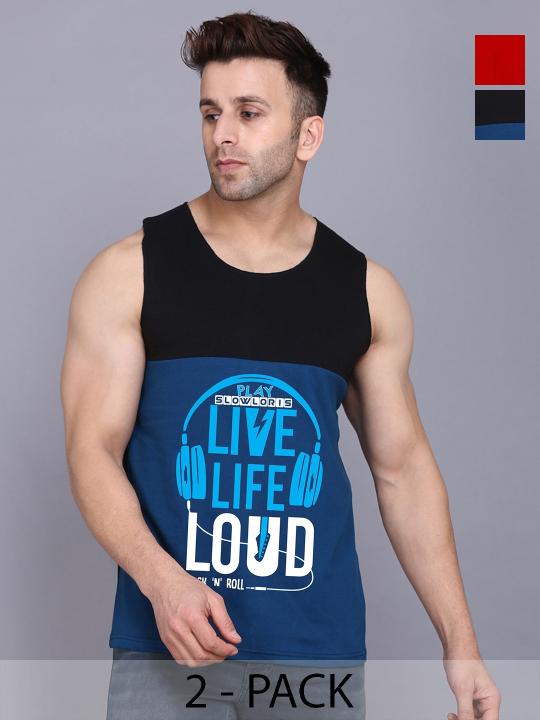 SLOWLORIS Men Pack Of 2 Typography Printed Round Neck Cotton Slim Fit T-Shirts, Black
SLOWLORIS Men Pack Of 2 Typography Printed Round Neck Cotton Slim Fit T-Shirts, Black