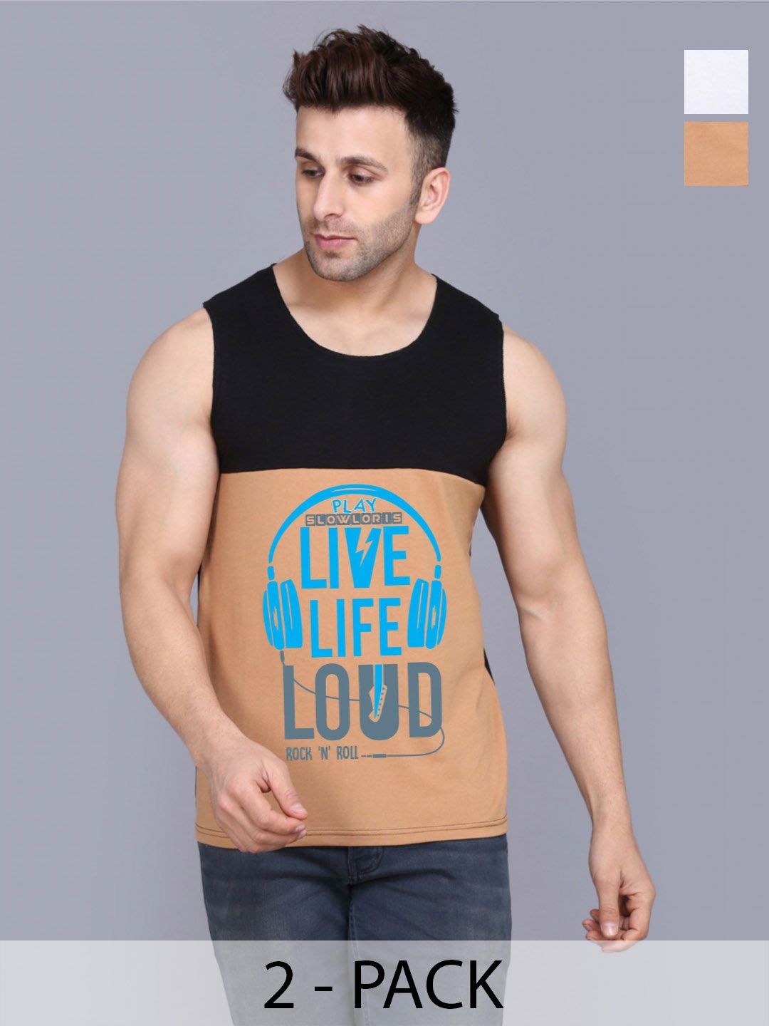SLOWLORIS Men Pack Of 2 Typography Printed Round Neck Cotton Slim Fit T-Shirts, Black
SLOWLORIS Men Pack Of 2 Typography Printed Round Neck Cotton Slim Fit T-Shirts, Black