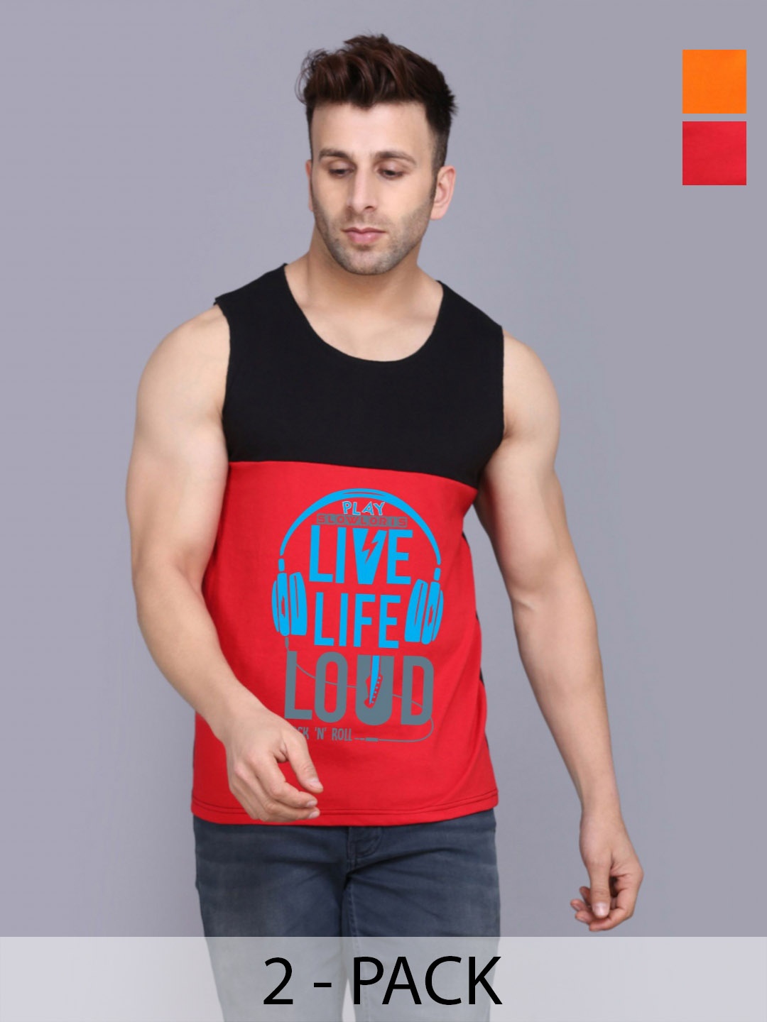 SLOWLORIS Men Pack Of 2 Typography Printed Round Neck Cotton Slim Fit T-Shirts, Black
SLOWLORIS Men Pack Of 2 Typography Printed Round Neck Cotton Slim Fit T-Shirts, Black