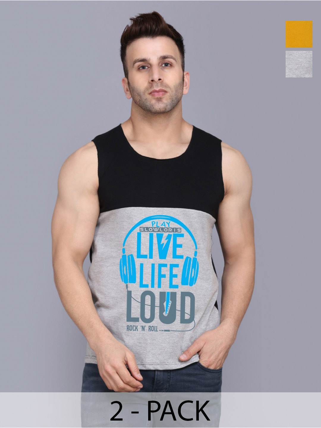 SLOWLORIS Men Pack Of 2 Typography Printed Round Neck Cotton Slim Fit T-Shirts, Black
SLOWLORIS Men Pack Of 2 Typography Printed Round Neck Cotton Slim Fit T-Shirts, Black