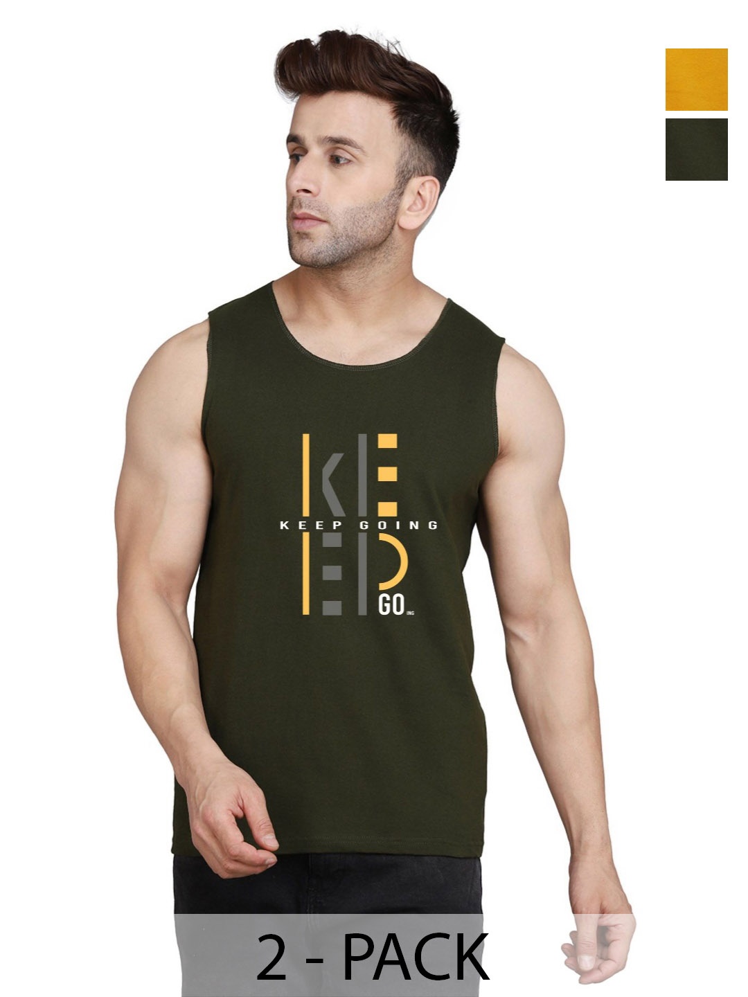 SLOWLORIS Men Pack Of 2 Typography Printed Round Neck Cotton Slim Fit T-Shirts, Mustard
SLOWLORIS Men Pack Of 2 Typography Printed Round Neck Cotton Slim Fit T-Shirts, Mustard