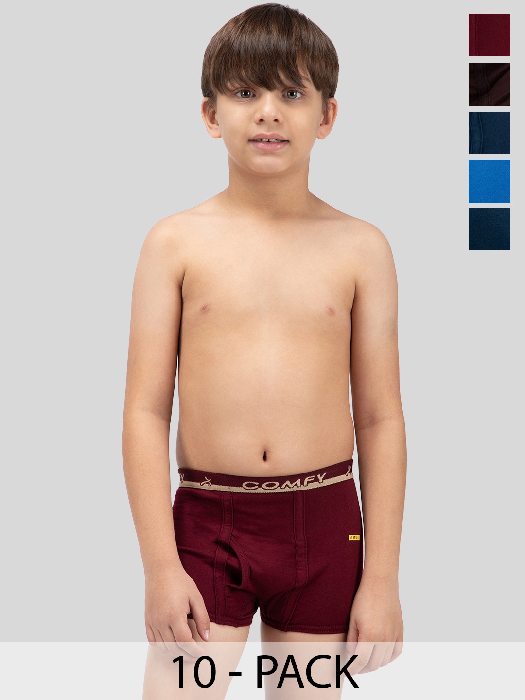 AMUL COMFY Boys Pack Of 10 Pure Cotton Ultra-Soft Trunks- AC-SMINITROE-MULTI-60-10PC, Blue
AMUL COMFY Boys Pack Of 10 Pure Cotton Ultra-Soft Trunks- AC-SMINITROE-MULTI-60-10PC, Blue