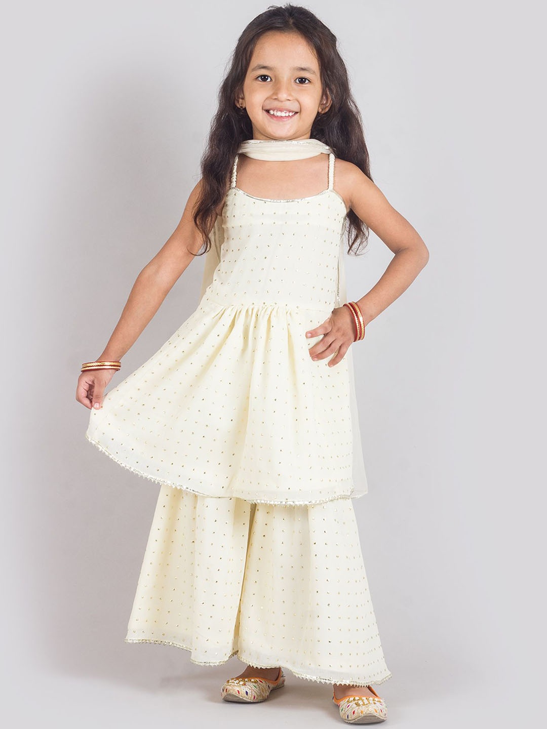 Tangerine Closet Girls Embroidered Tiered Sequinned Anarkali Kurti & Sharara With Dupatta, Cream
Tangerine Closet Girls Embroidered Tiered Sequinned Anarkali Kurti & Sharara With Dupatta, Cream